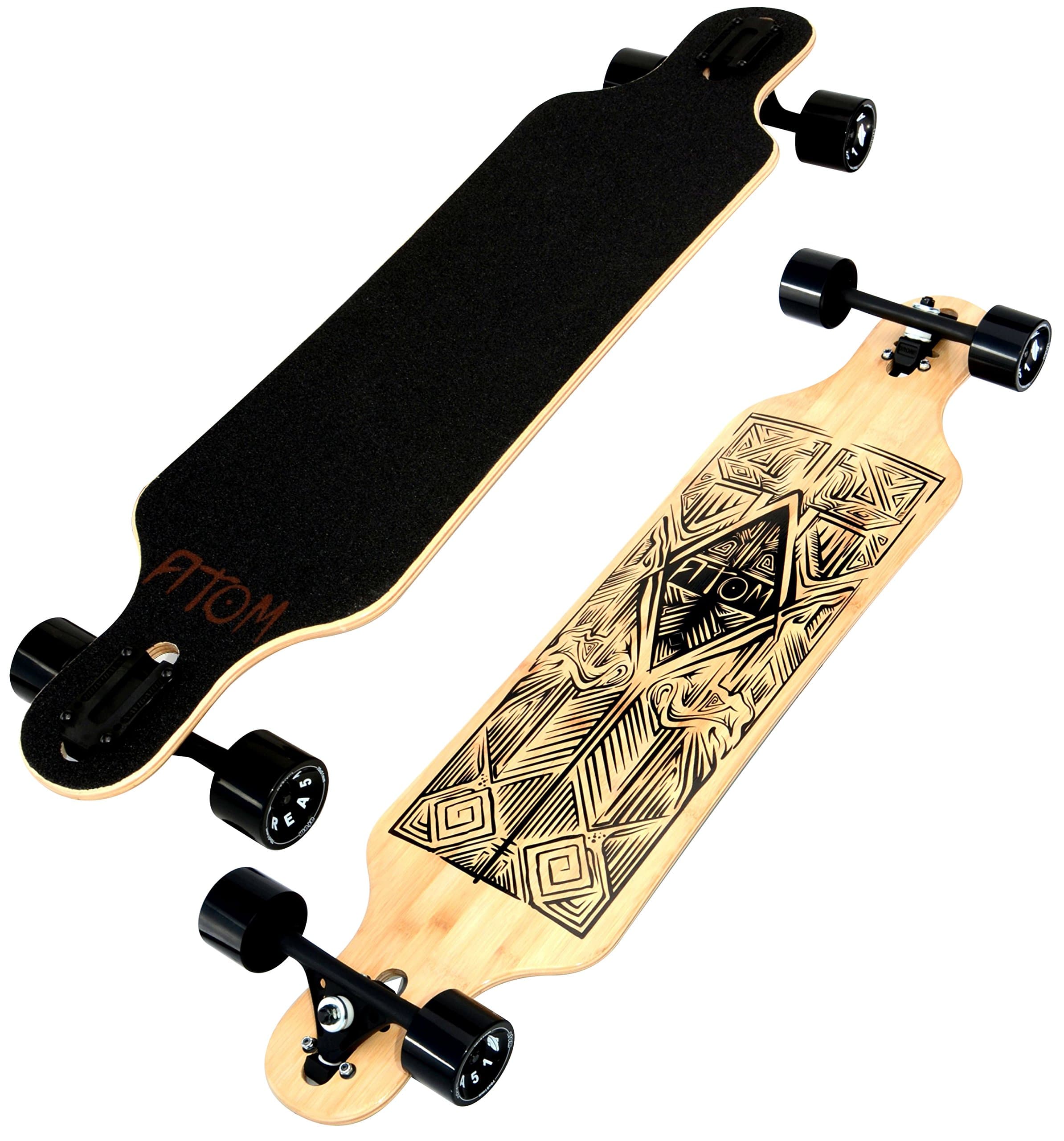 Atom Longboards Bamboo Drop Through Longboard, Tiki, 40-Inch