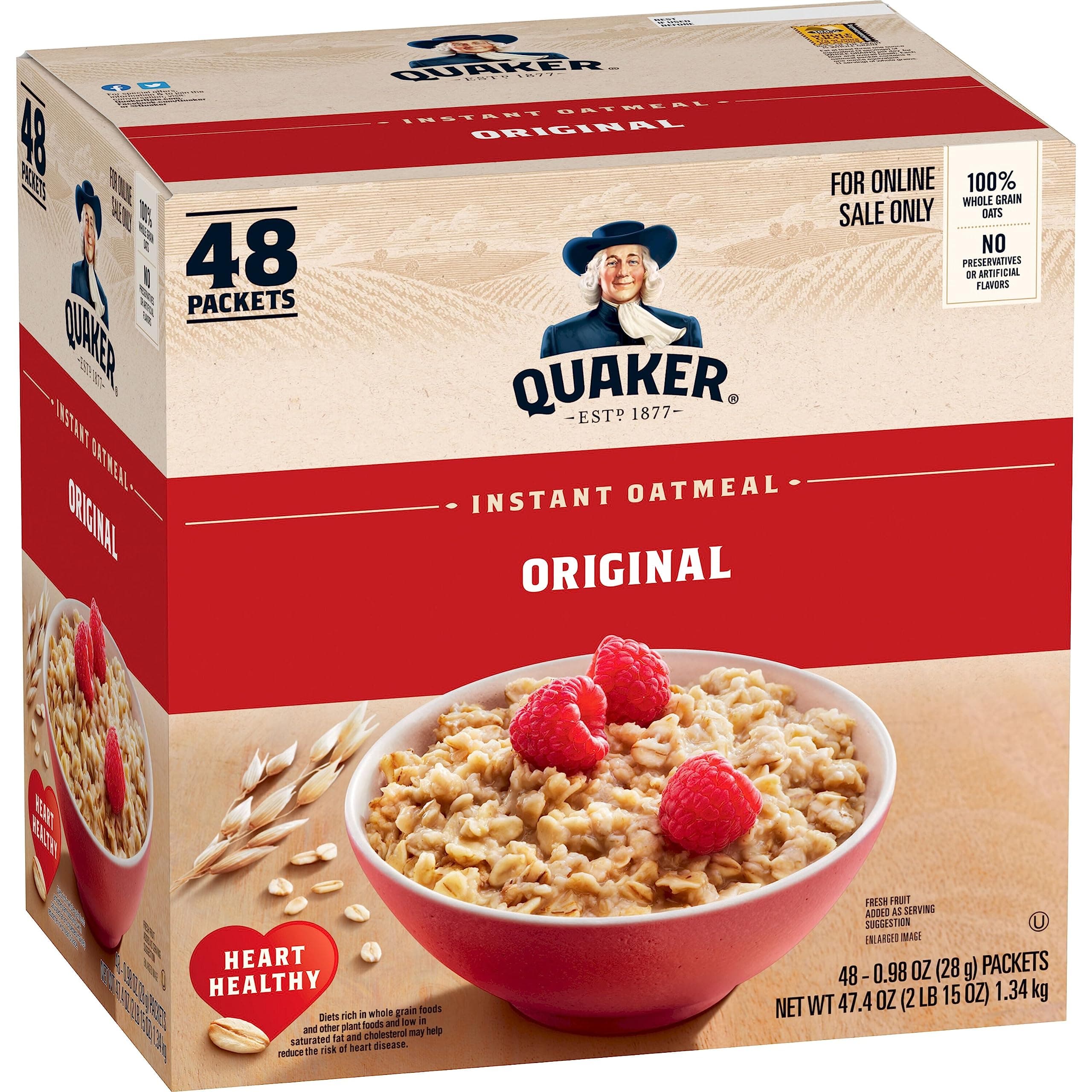 Instant Oatmeal, Original, Individual Packets, 0.98 Ounce, 48 Count (Pack of 1)
