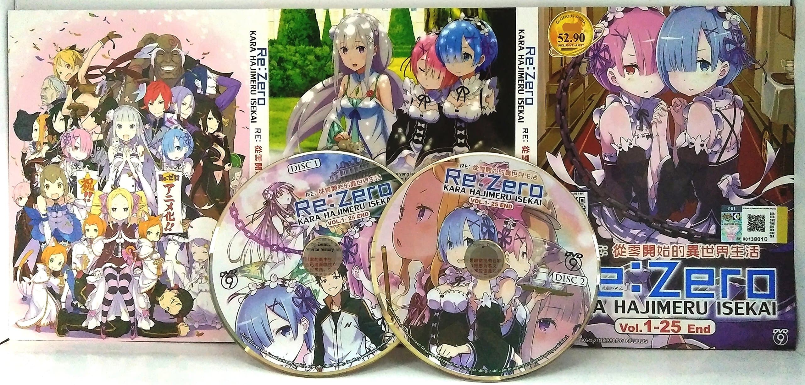 RE : ZERO KARA HAJIMERU ISEKAI - COMPLETE ANIME TV SERIES DVD BOX SET ( 1-25 EPISODES )