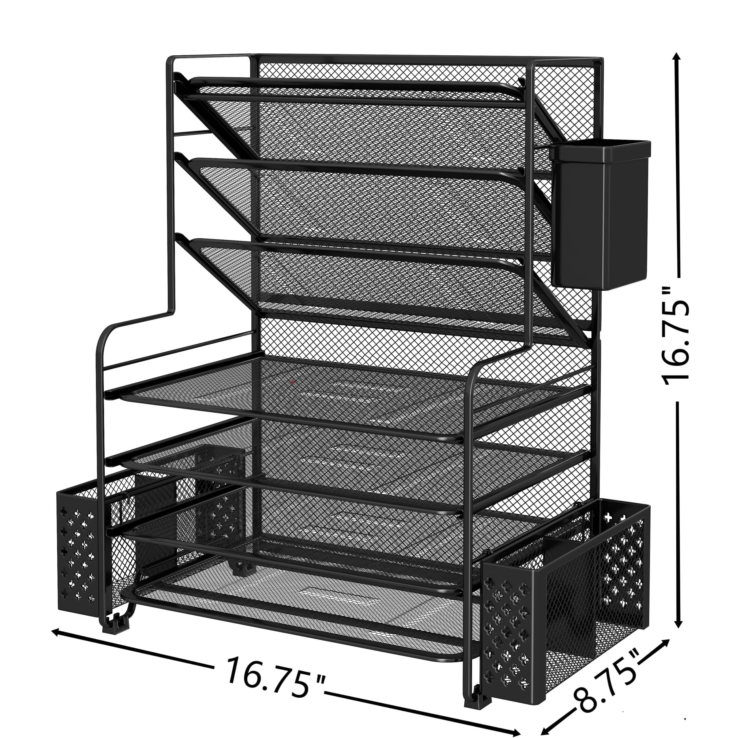 Simple Trending 5 トレイ メッシュ デスク ファイル オーガナイザー 垂直 ドキュメント レター トレイ ウォール ファイル ホルダー ドロワー オーガナイザー付き オフィス ホーム用 ブラック