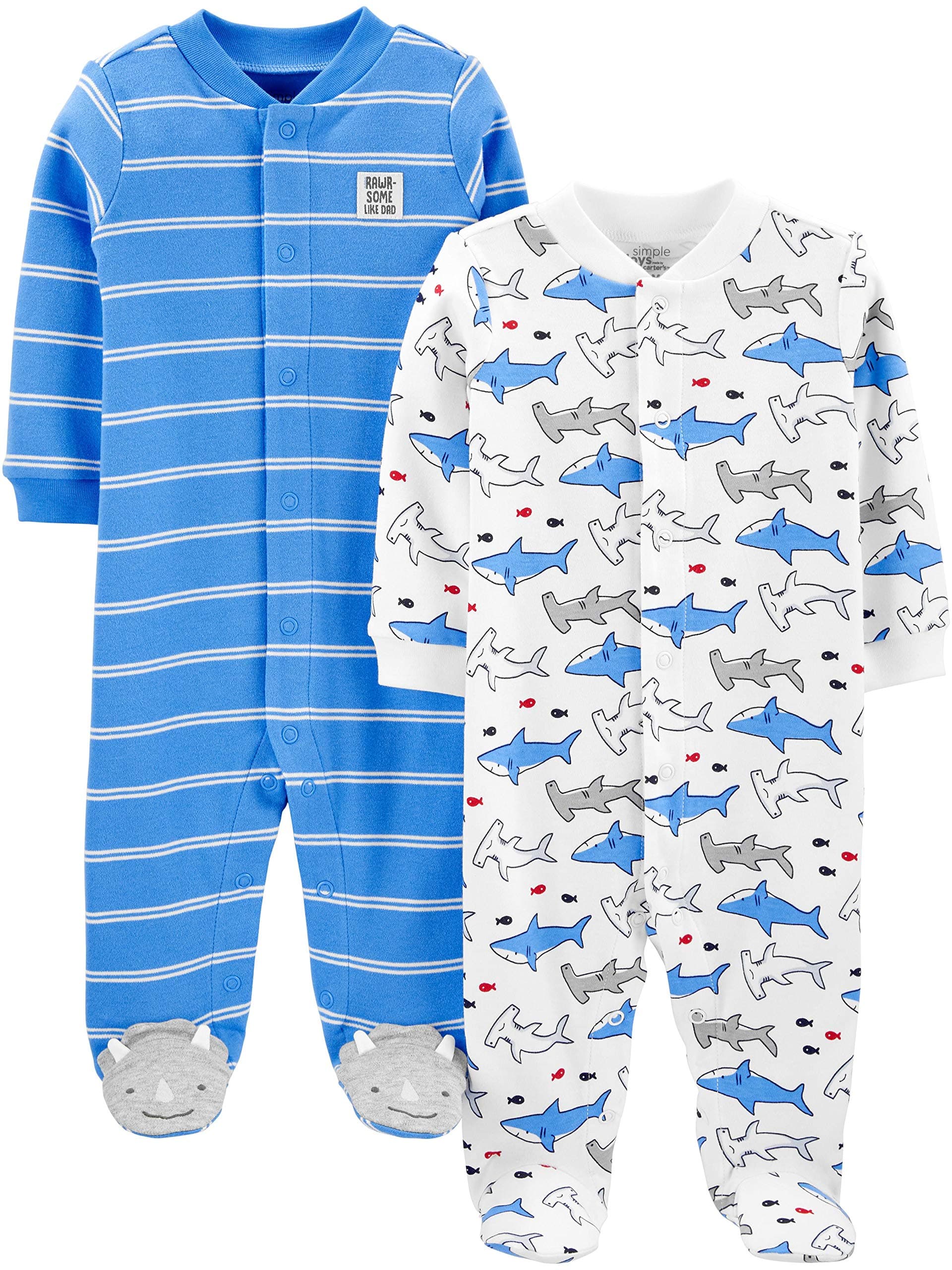 baby-boys 2-way Zip Thermal Footed Sleep and Play, Pack of 2