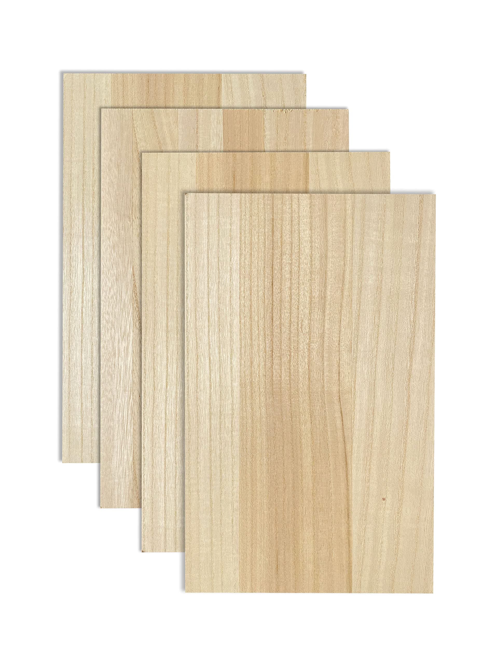 4 Pack Veneered MDF Double Sided Paulownia Wood,MDF Core,6.4mm 1/4th Inch, 10"x16" Unfinished Wooden Canvas Boards Signs for Engraving Painting Crafts