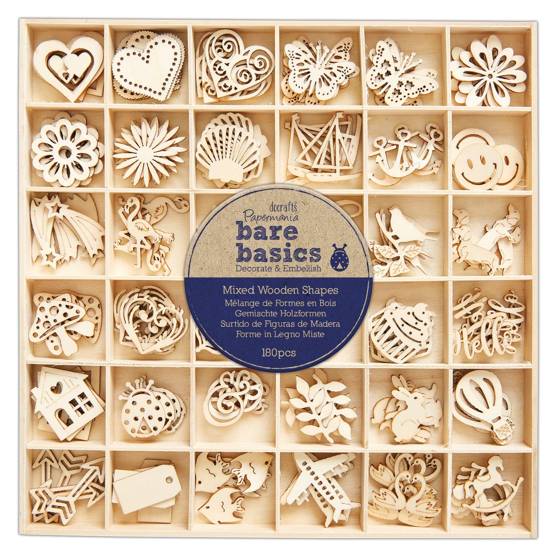 Bare Basics - Mixed Wooden Shapes - 180 Pieces