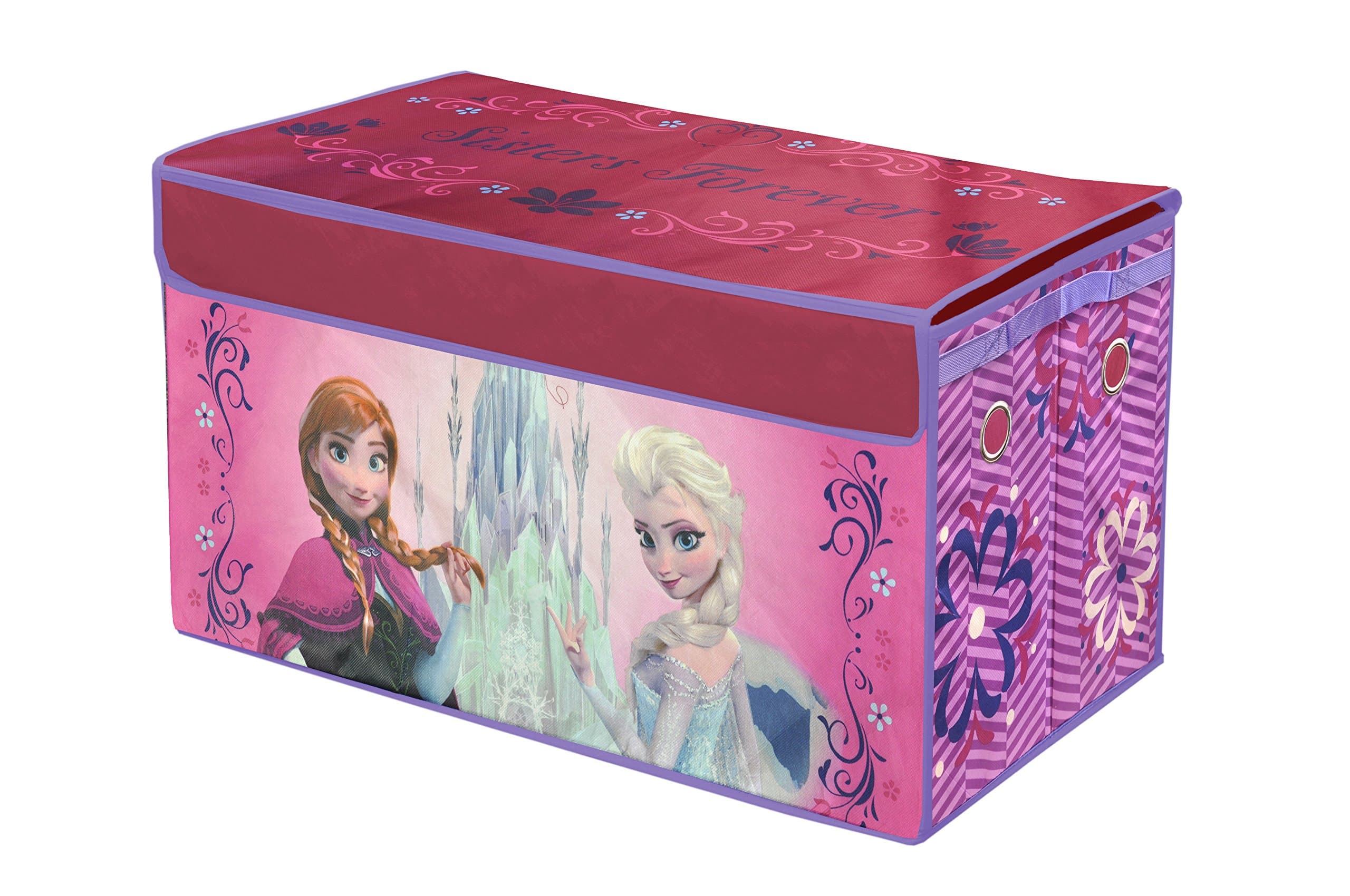 Idea Nuova Disney Frozen Toy Storage Box – Foldable Trunk with Lid for Kids’ Bedroom or Playroom