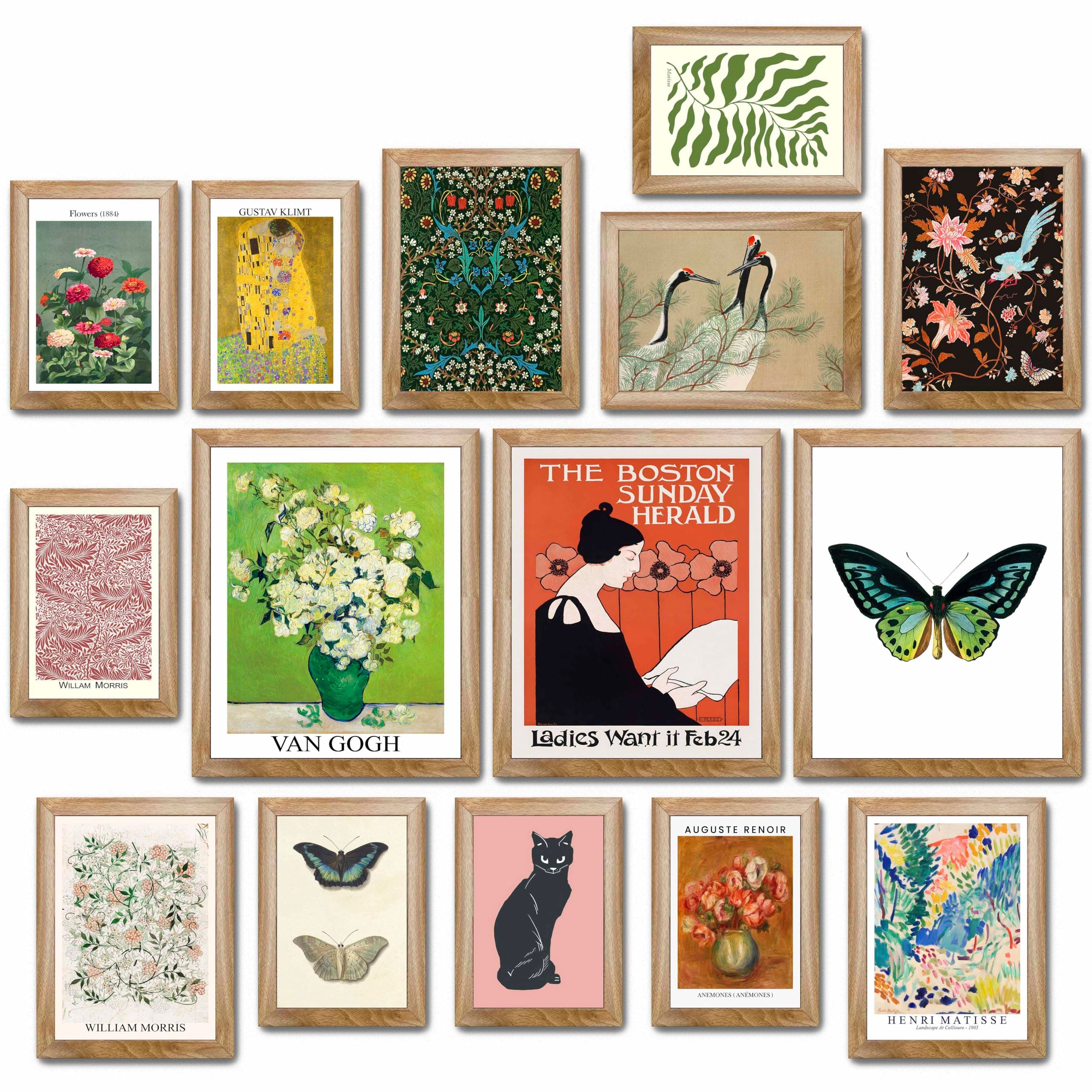 LANCHI95 15 Pcs Eclectic Wall Art Decor Framed, Modern Eclectic Home Decor, Retro Maximalist Decor Aesthetic, Vintage Wall Art Prints, Colorful Boho Gallery Wall Prints for Bedroom