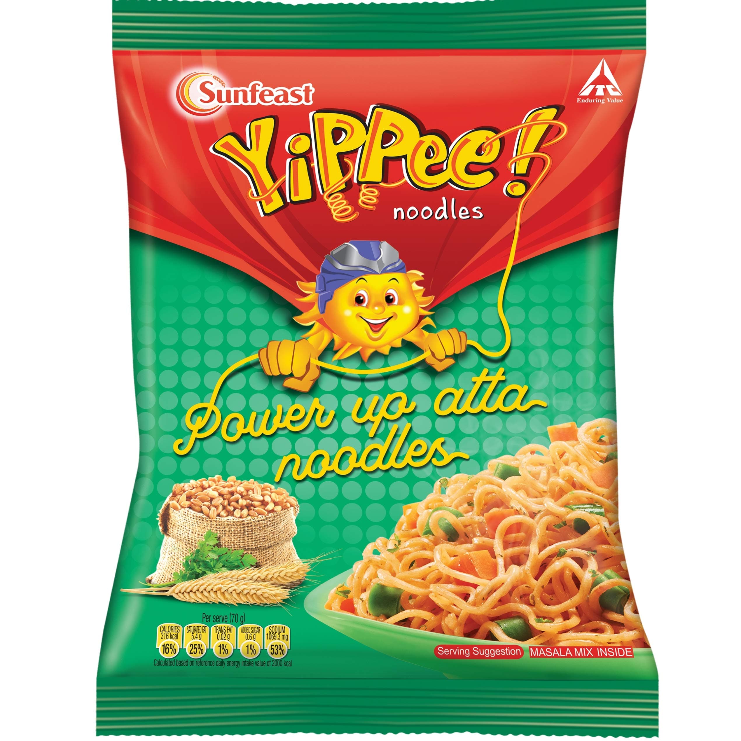 Yippee Power Up Noodles, Masala, 70g