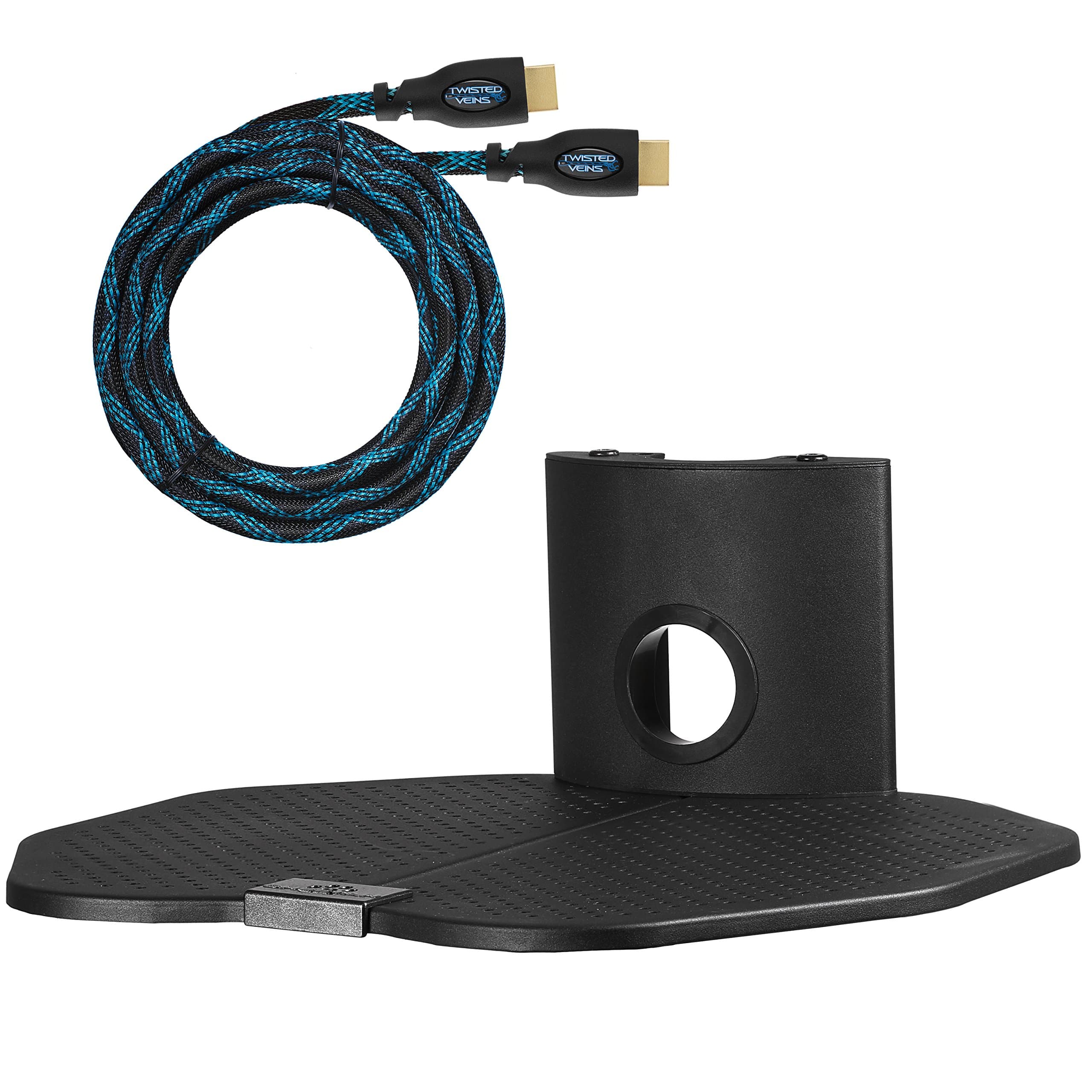 Cheetah Mounts AS1B One (1) Shelf TV Component Wall Mount Shelving Bracket with 18x16" (46x40cm) Shelf, 15' (4.5m) Twisted Veins HDMI Cable and Cable Management for Cable or Satellite Box, DVD Player, Game Station, Receiver, etc., and Compatible with all LCD LED Plasma Flat Screen TVs and Displays