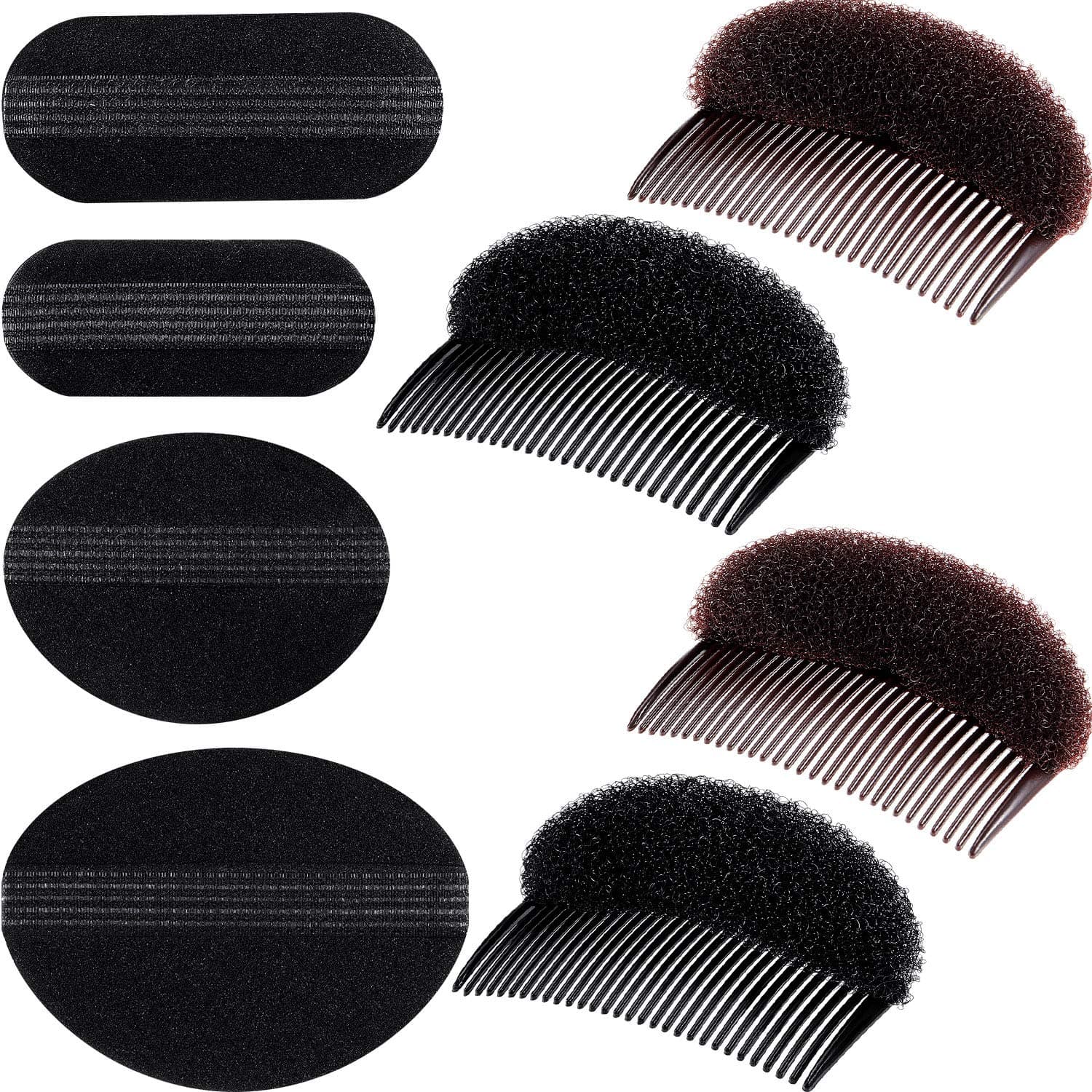 WILLBOND 8 Pcs Bump It up Volume Hair Base Set DIY Hair Styling Accessories Sponge Insert, Include Bun Maker and Styling Braid Tool for Women