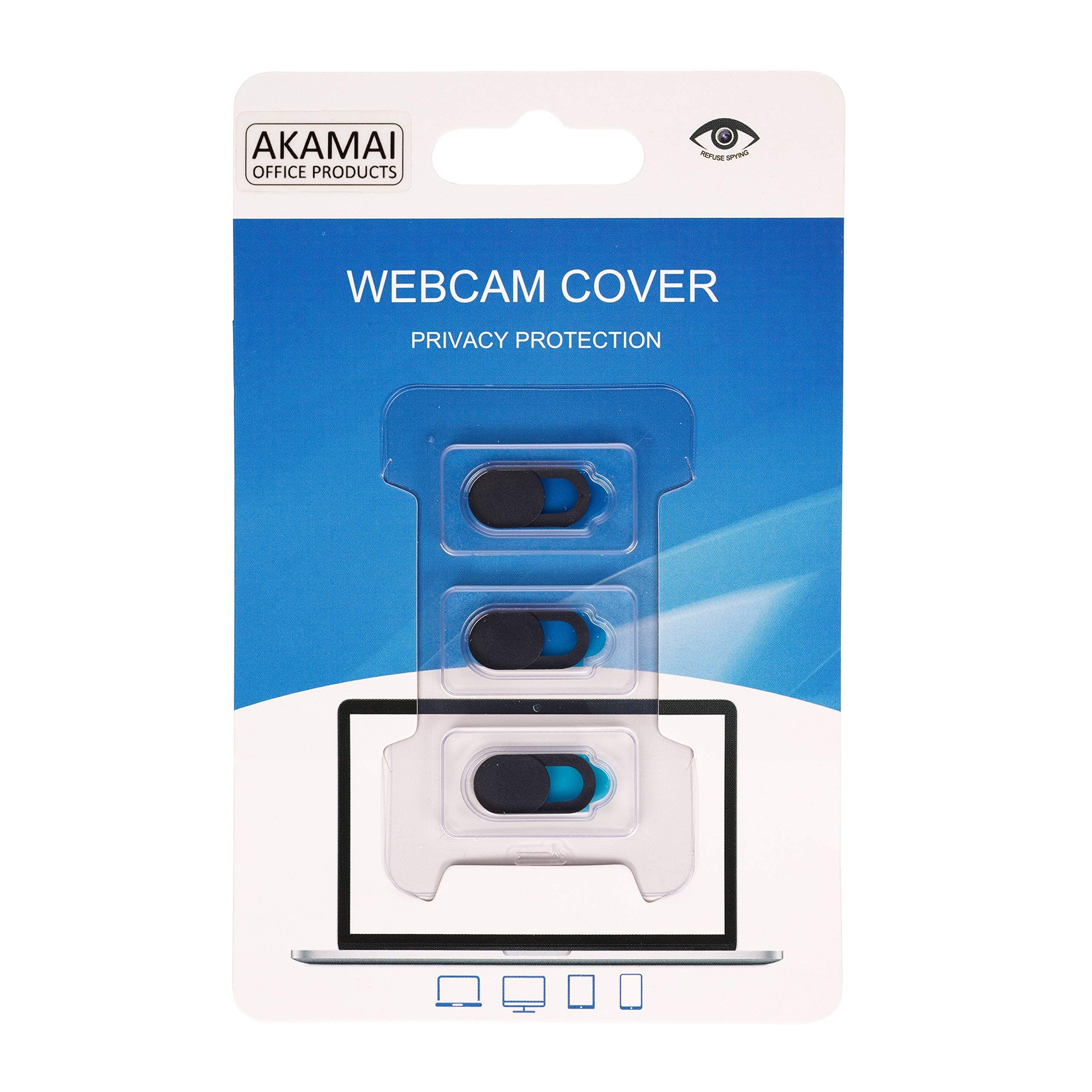 Akamai Webcam Privacy Cover (3 Pack)-Ultra Slim Webcam Camera Cover Slide, Suitable for iPad, iPhone, Android, Laptops, MacBook, MacBook Pro, iMac, Mac, Dell, Lenovo, HP Protects Your Privacy