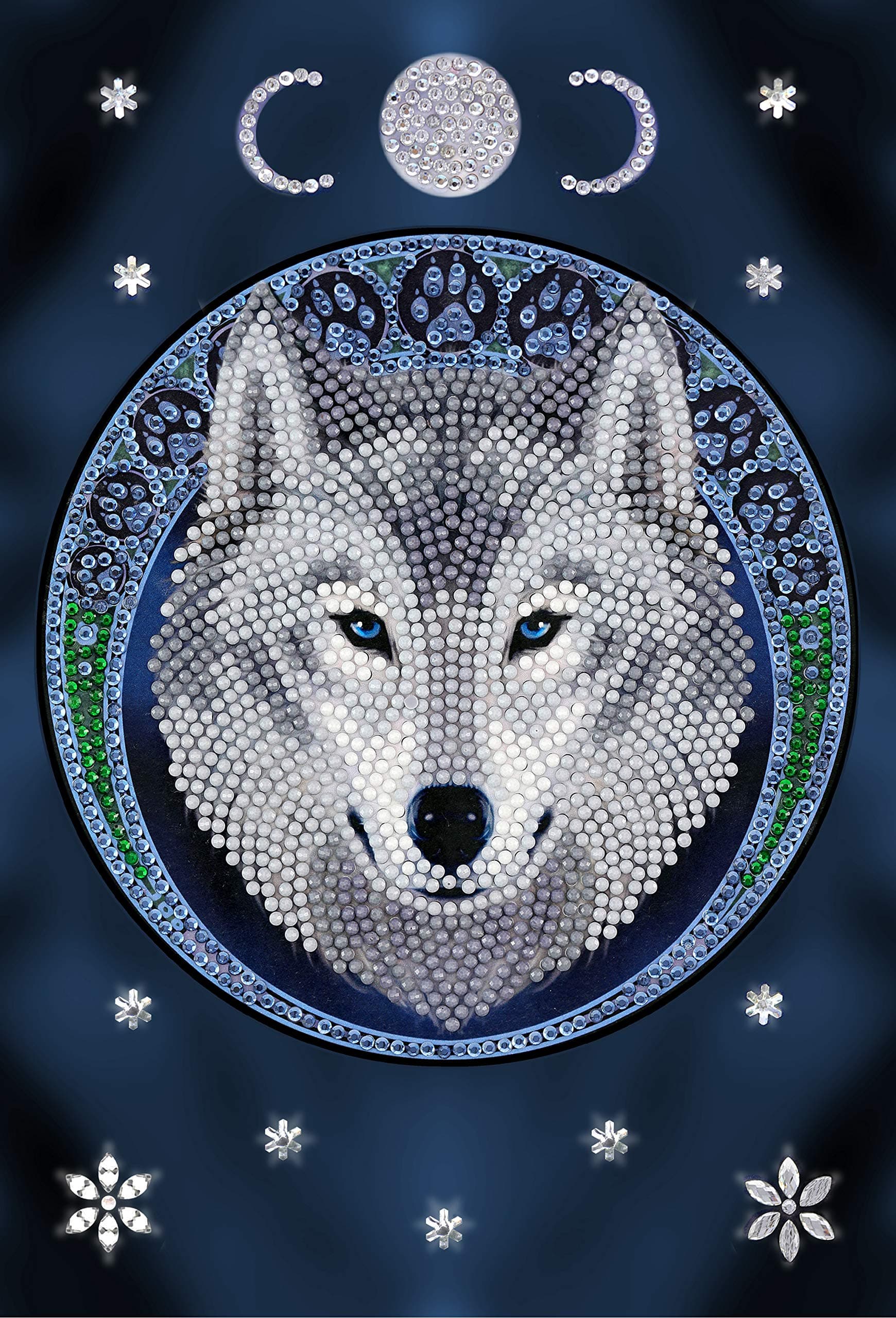Crystal ArtDiamond Painting Notebook - Lunar Wolf - Create a Sparkling Notebook Cover Using Crystals - for Ages 8 and up