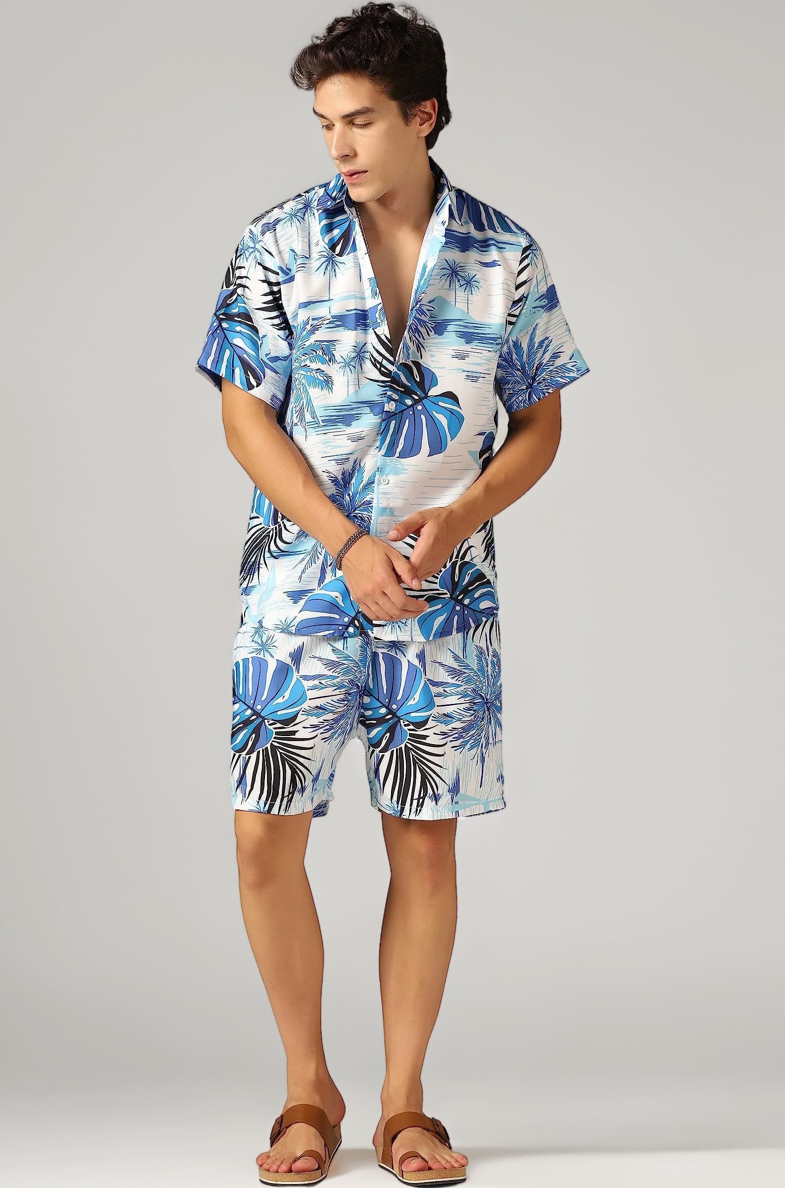 Men's Rayon Co Ord Set | Night Suit | T-Shirt and Shorts Set| Night Dress | Pyjama Set | Summer Wear | Lounge wear | Beach Outfit