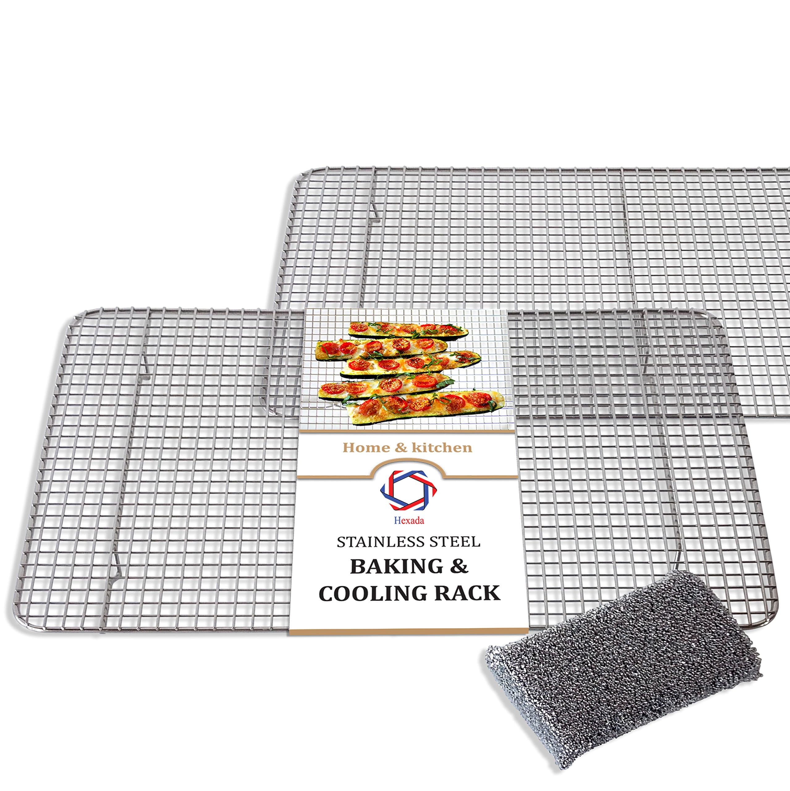 Hexada Pack of 2 Baking & Cooling Racks – 100% Stainless Steel, Cooking Made Easy, Dishwasher & Oven Safe, 16.5” x 11.5”, Great for Grill/Stove/Barbecue, Chef’s Pleasure - Heavy Duty & Solid