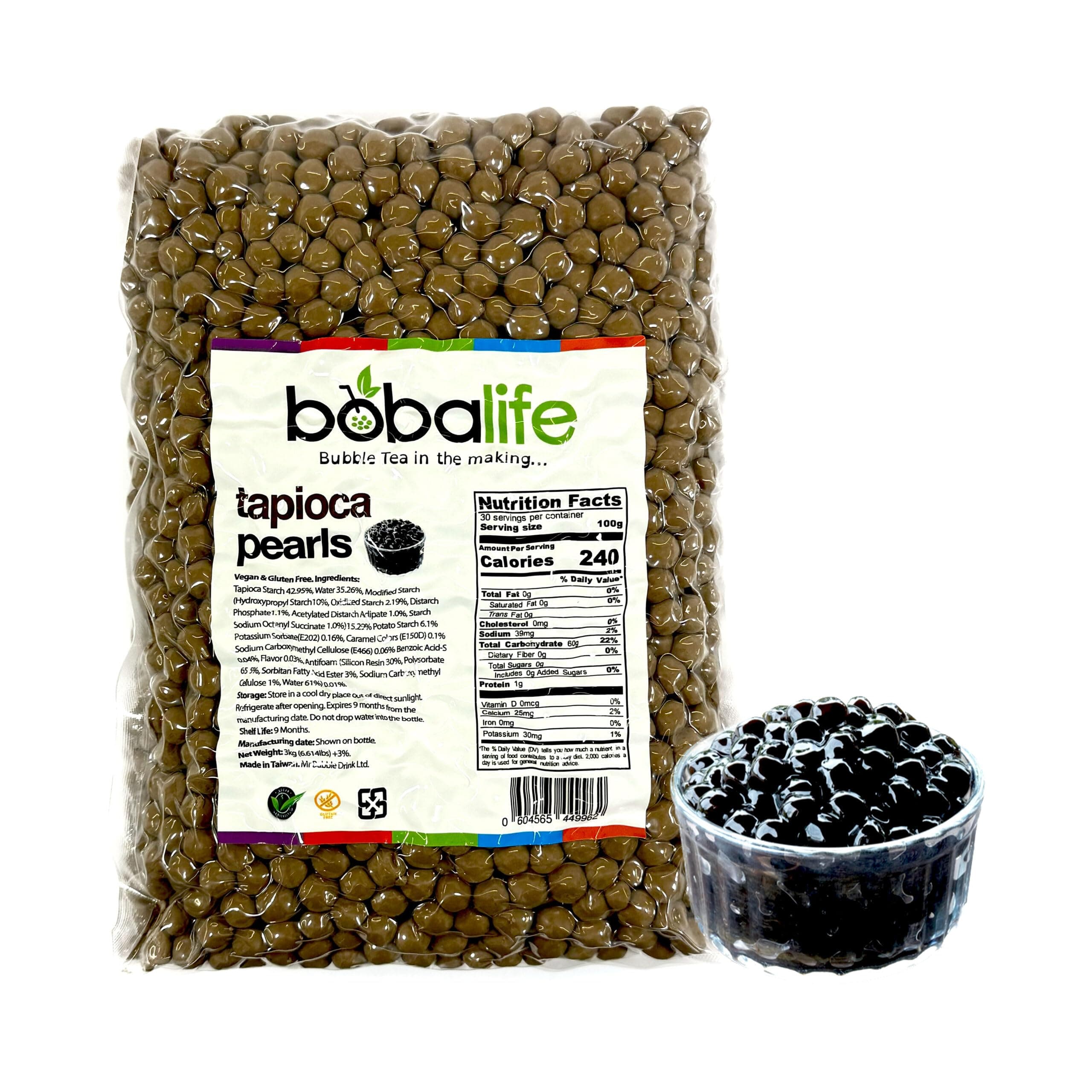 Bobalife Tapioca Pearls 3kg – Bubble Tea Boba Pearls for Milk Tea, Iced Drinks & Desserts – Chewy Taiwanese Style, Vegan & Gluten Free