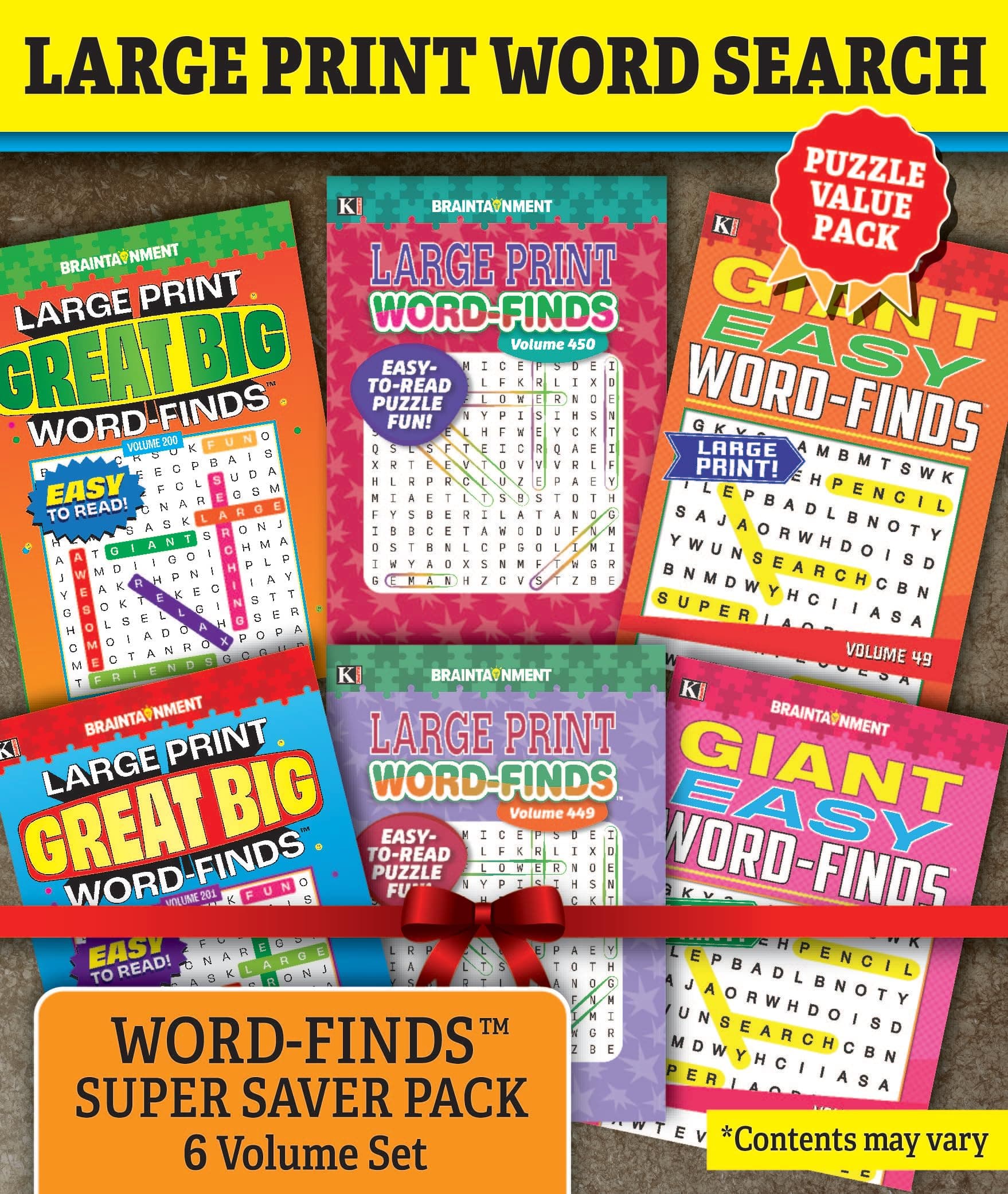 Super Saver Large Print Word Search Puzzle Pack-Set of 6 Full Size Books