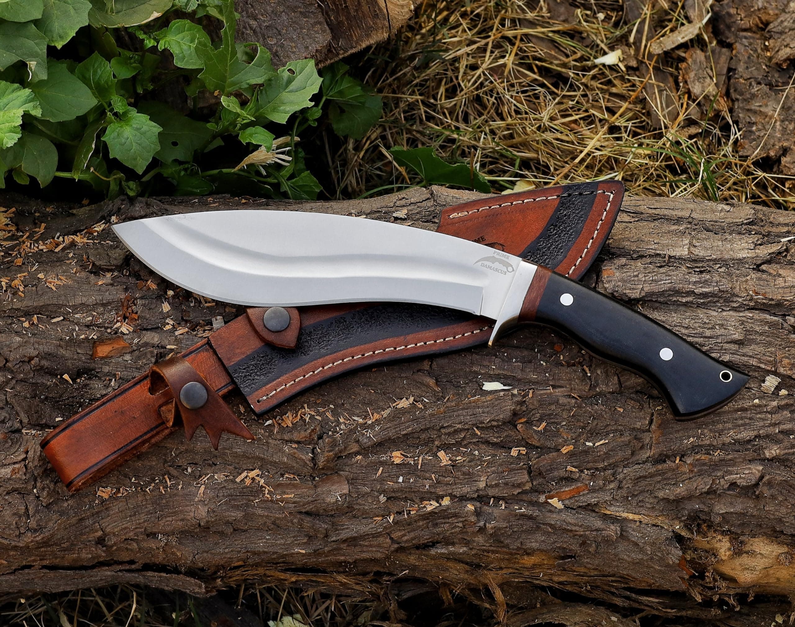 Kukri Machete Knife with Sheath Full Tang- Fixed Blade Cool Tool for Bushcraft and Camping- Best Handmade Gift for Men