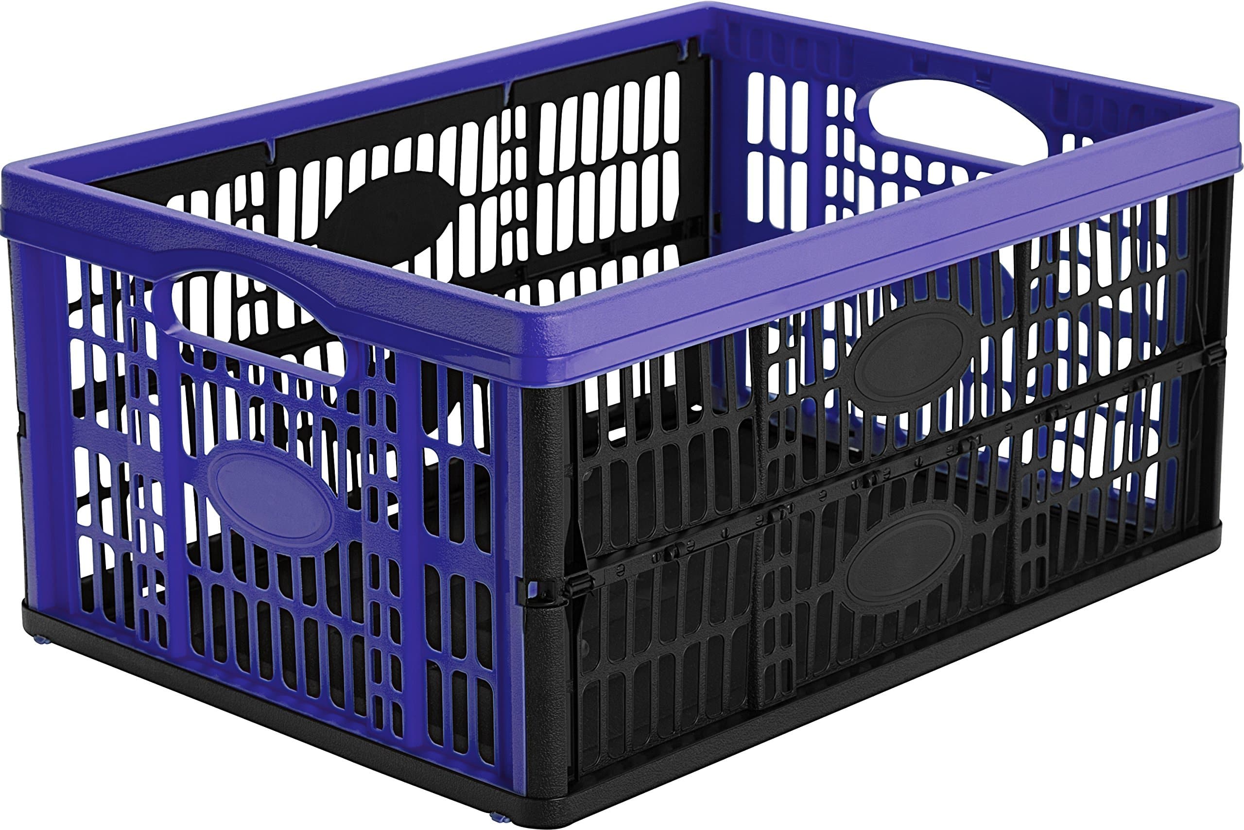 CleverMade CleverCrates 32 Liter Collapsible Storage Bin/Container: Grated Wall Utility Basket/Tote, Iris Blue