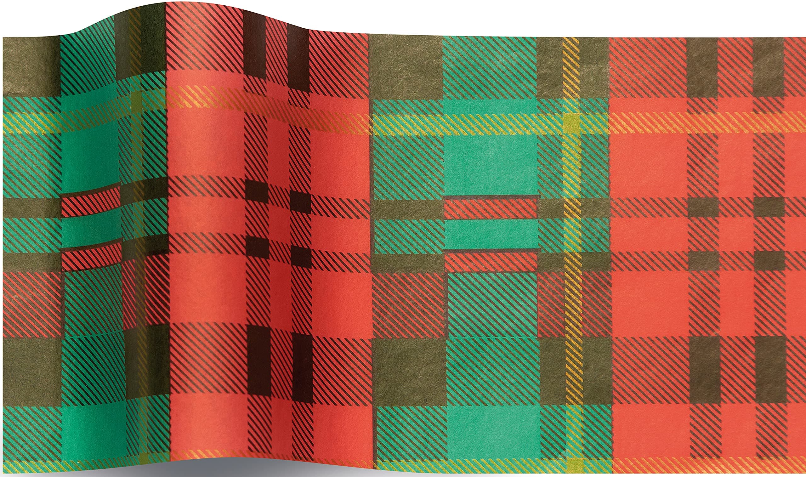 SatinWrap Luxury Printed Tissue Wrapping Paper Presently Plaid 5 sheets