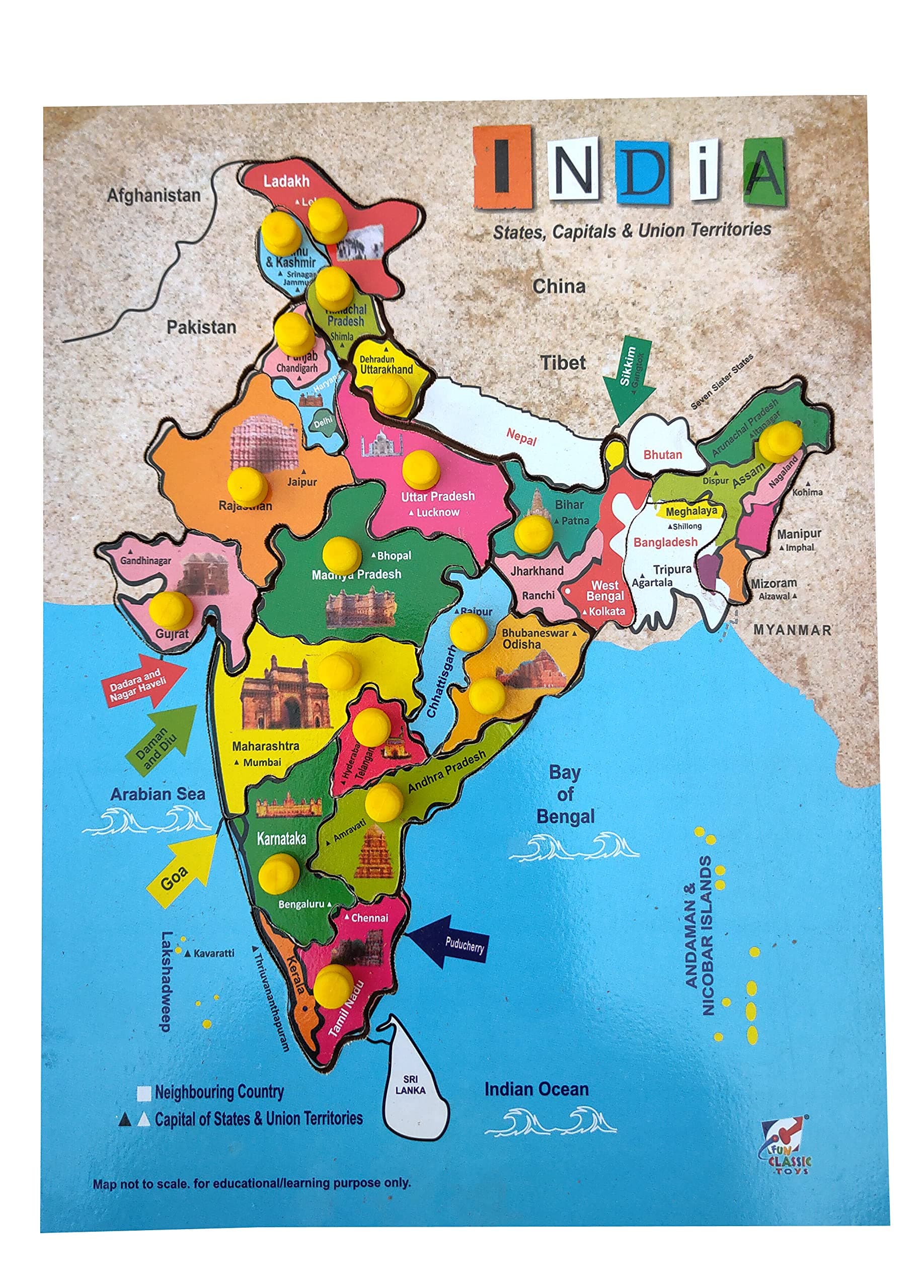 Prospo India Map for Kids, India Map Puzzle, India Game for Kids, Kids India Map, Excellent Birthday Gift, Educational Toy and Learning Aid - Puzzles for Kids for Age 4 Years and Above