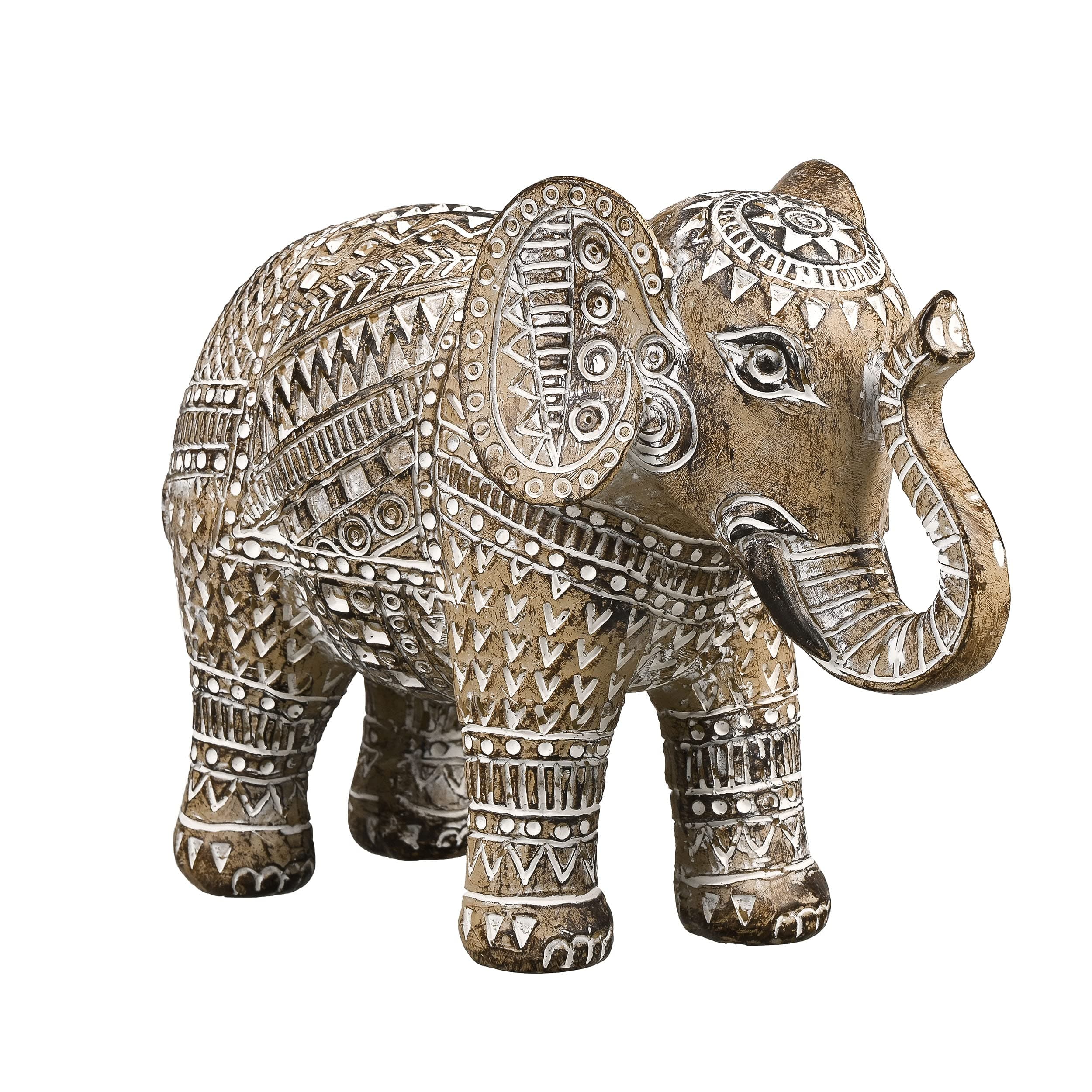 TERESA'S COLLECTIONS Boho Elephant Decor, Elephant Statues Brings Good Luck for Home Decor, Jumbo Figurines Resin for Bookshelf, Living Room, Centerpiece Home Decorations Gifts for Mom, 6.3"
