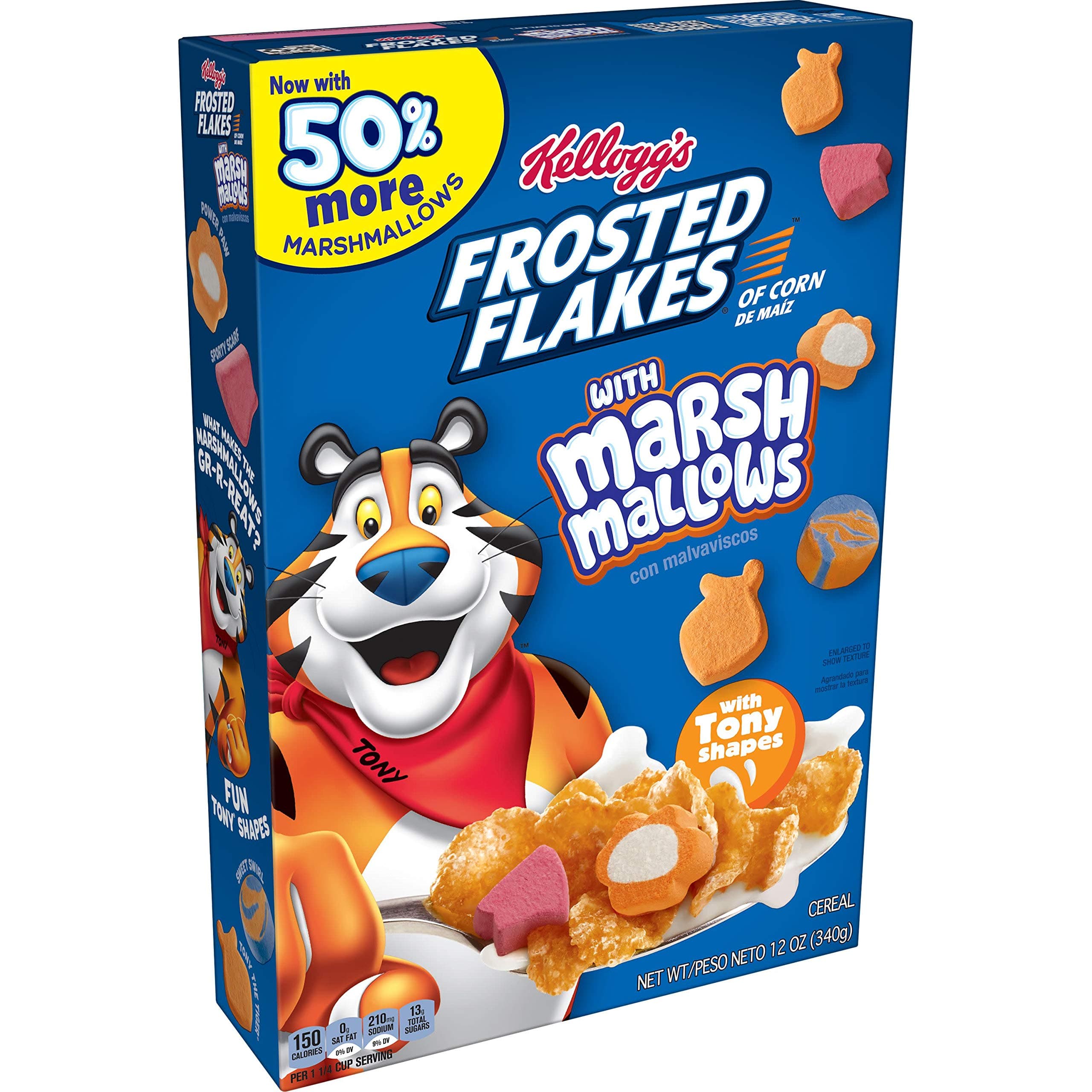 Kellogg's Frosted Flakes Breakfast Cereal, 12oz Box (1 Box), Original with Marshmallows,7 Vitamins and Minerals