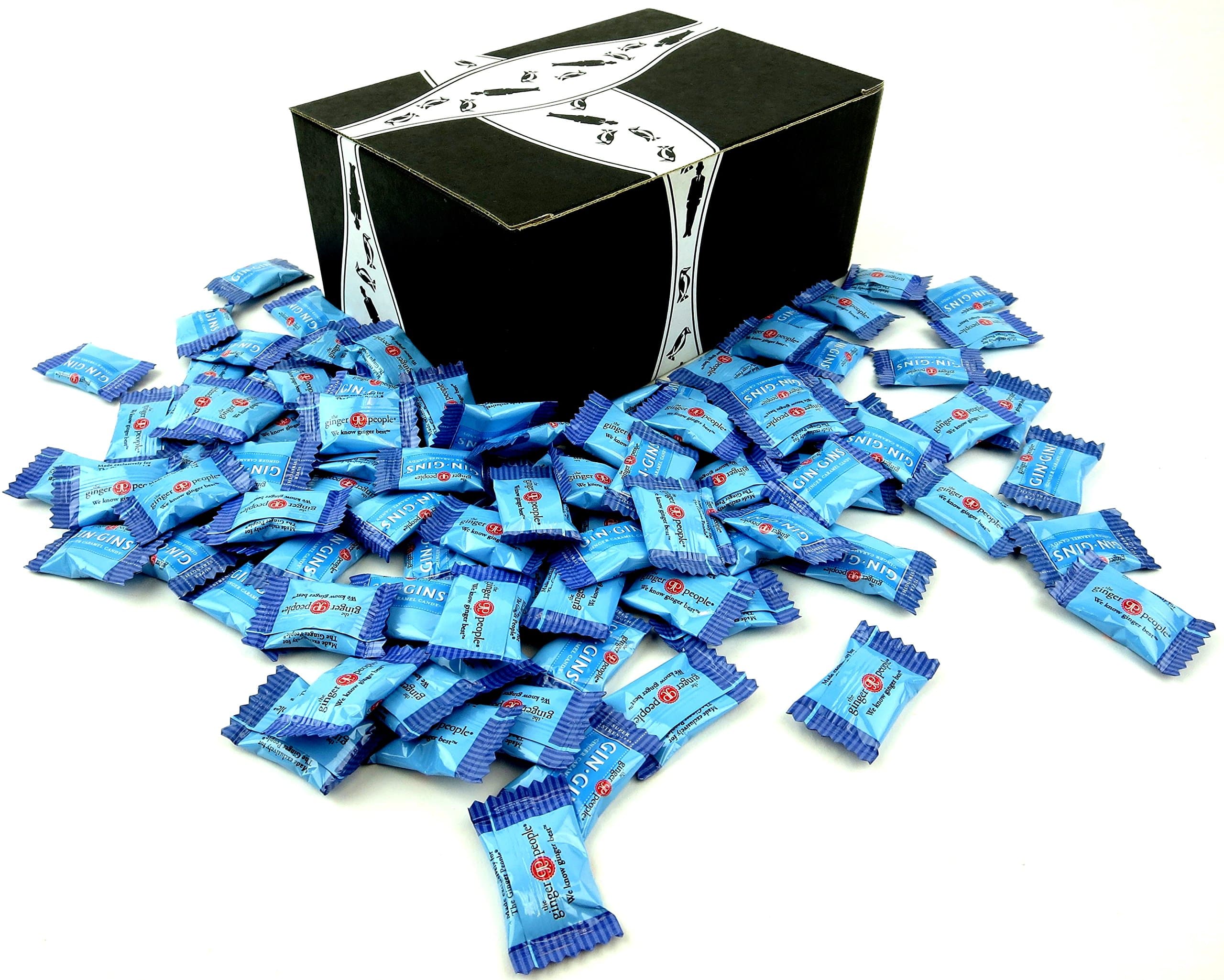 Ginger People Gin Gins Super Strength Ginger Caramel Candy, 1 lb Bag in a BlackTie Box