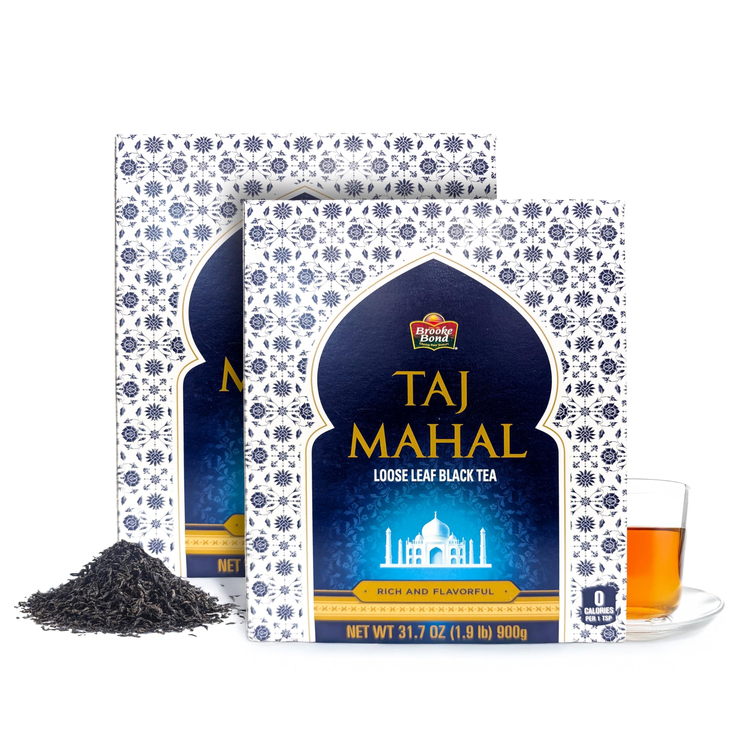 Taj Mahal Tea by Brooke Bond | Loose Tea | Black Tea | Compatible for Chai & Milk | Premium Blend | Refreshing Taste | 900 Grams (Pack of 2)