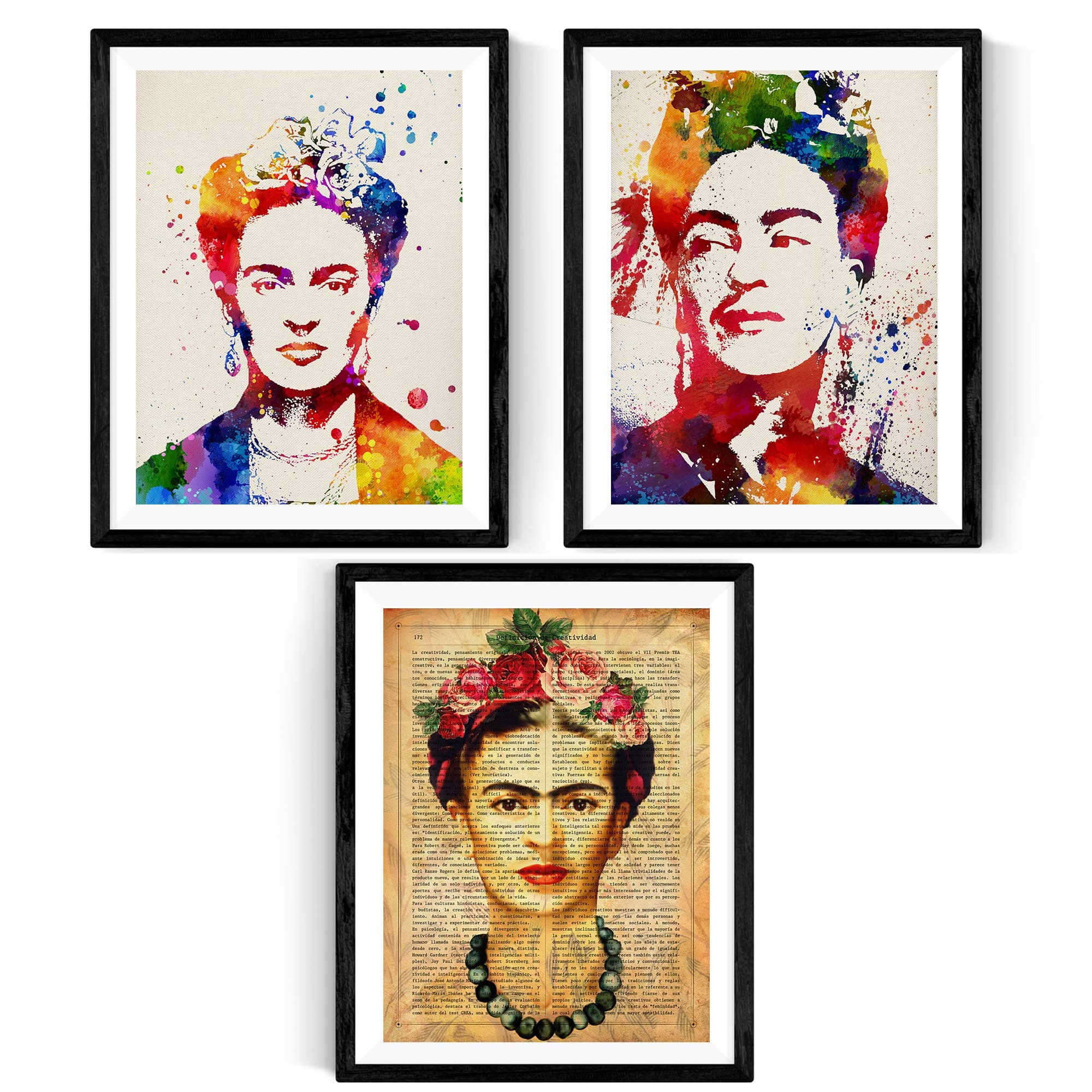 Pack of Sheet for framing Frida Creative. Posters watercolour style. Home Decor. Sheets for framing Paper 250 Grams