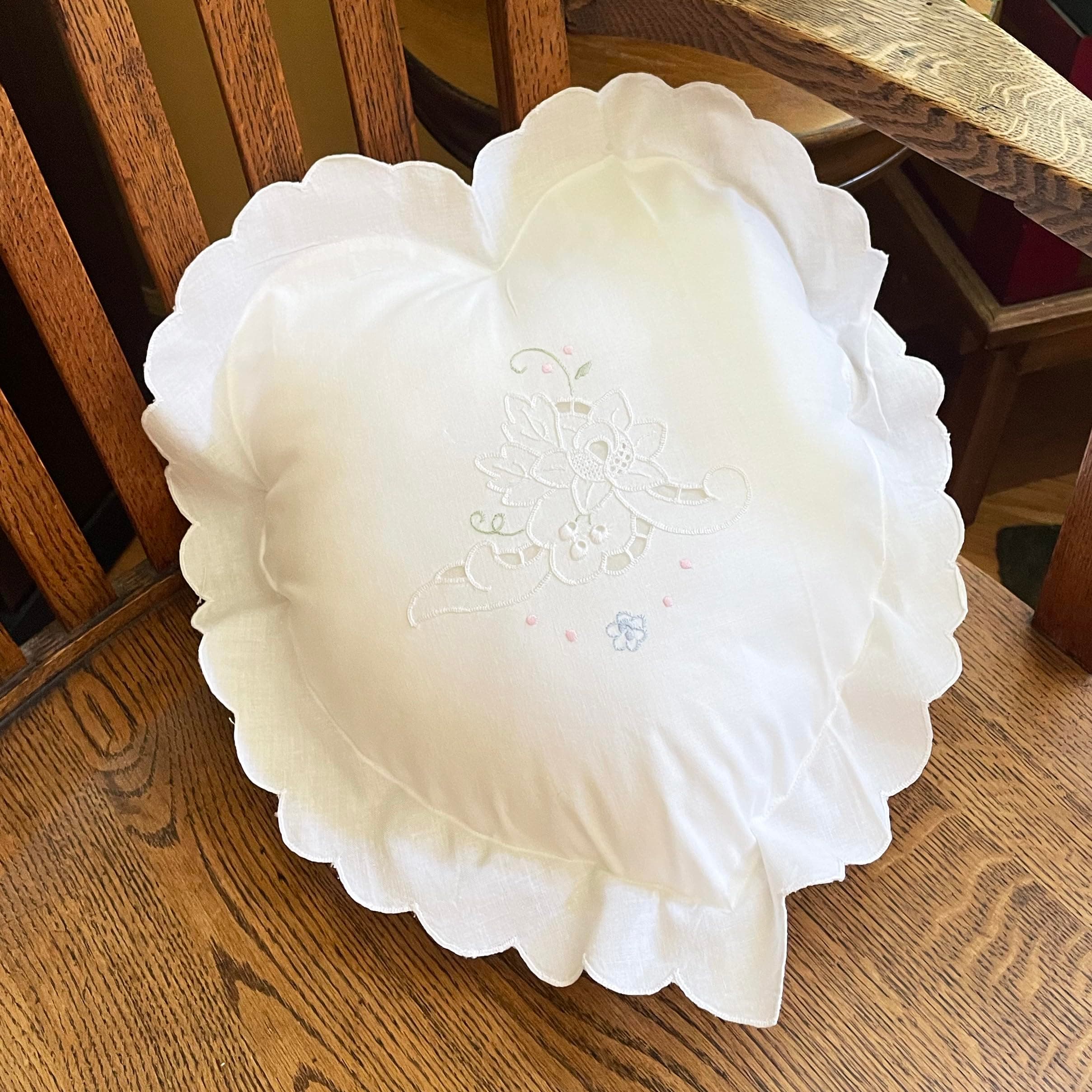 MODERN HEIRLOOM Embroidered and LACE 2-PC Pillow Decorative Pillow Set, 12 inches, Duette White 12" 2 Count