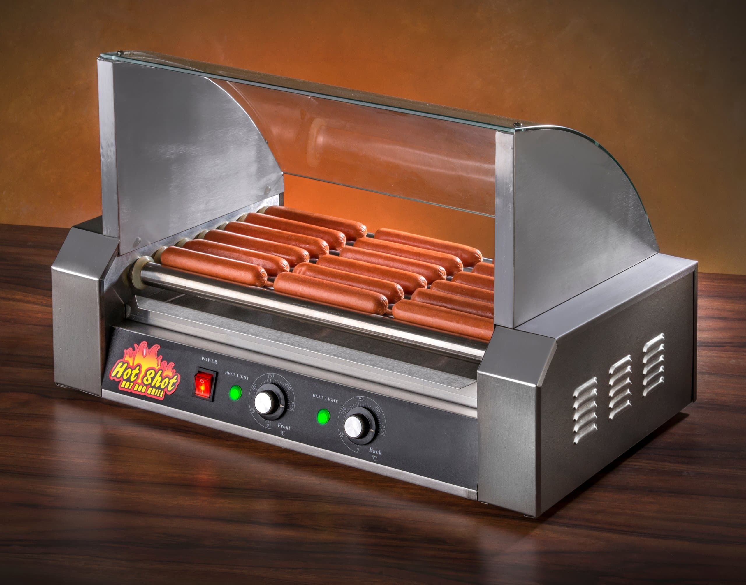 Hot Shot 7 Roller Hot Shot Commercial Grade 7-Roller 18 Hot Dog Grill Maker Machine, 1400-watt