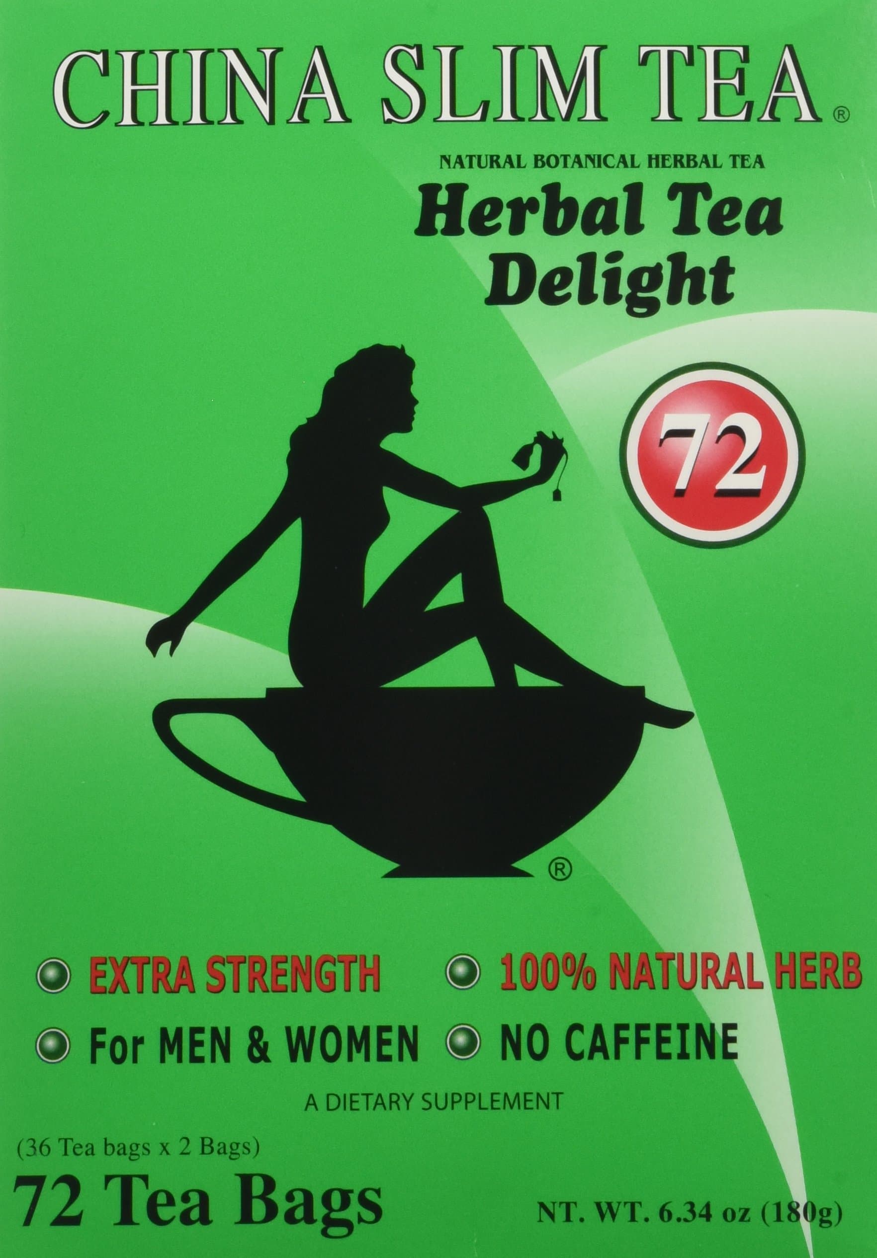 China Slim Tea Super Ginseng Plus Extra Strength For Men and Women 72 Tea Bags by China Slim