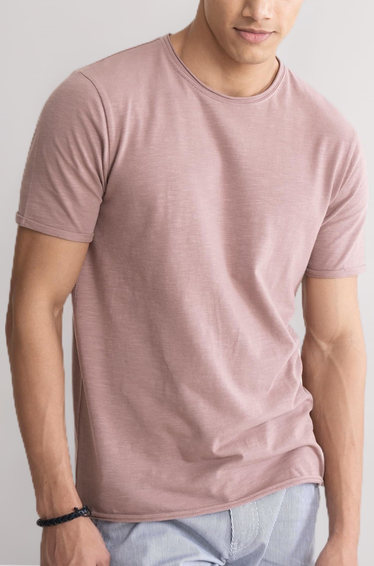 Men’s Slim Fit Cotton-Elastane Blend Half Sleeve Casual T-Shirt | Round Neck T-Shirt