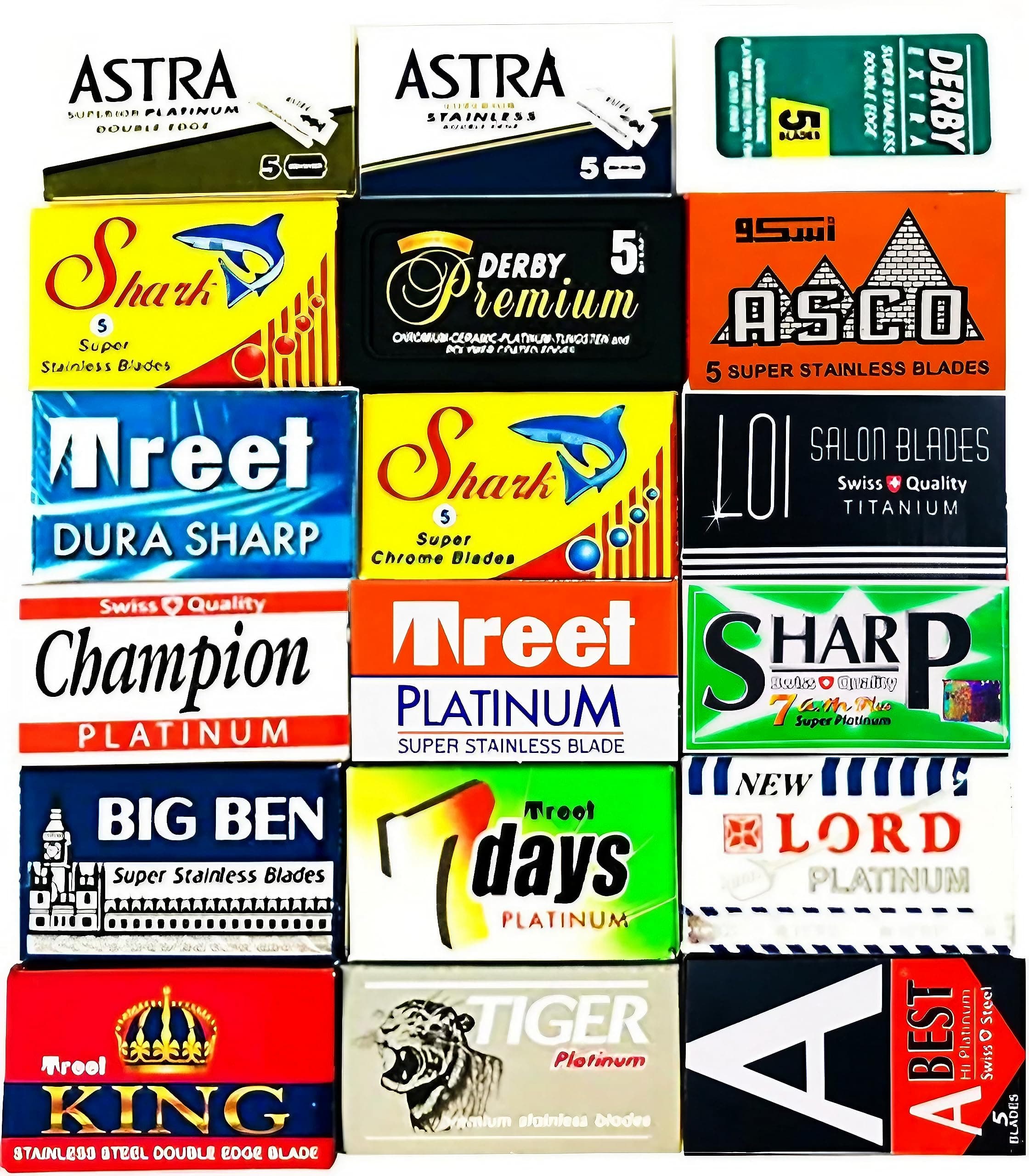 Razor Blades Club 100 Quality Double Edge Razor Blades Sampler (18 different brands)