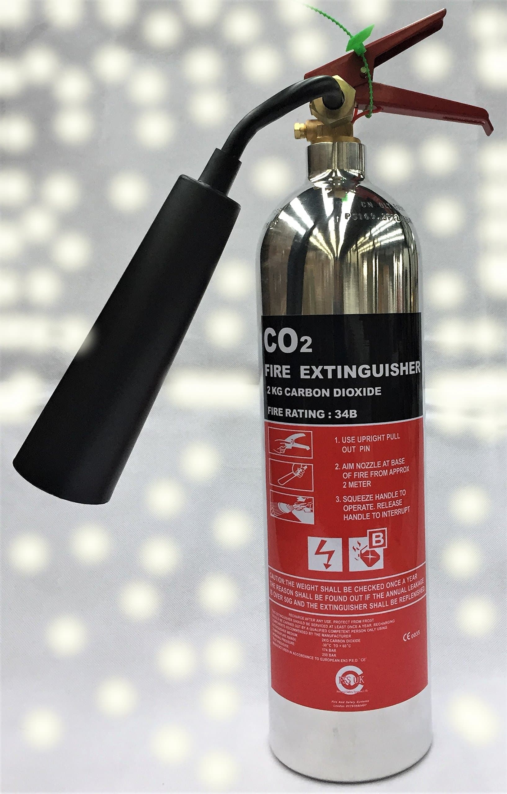 2kg Carbon Dioxide Polished Chrome Fire Extinguisher