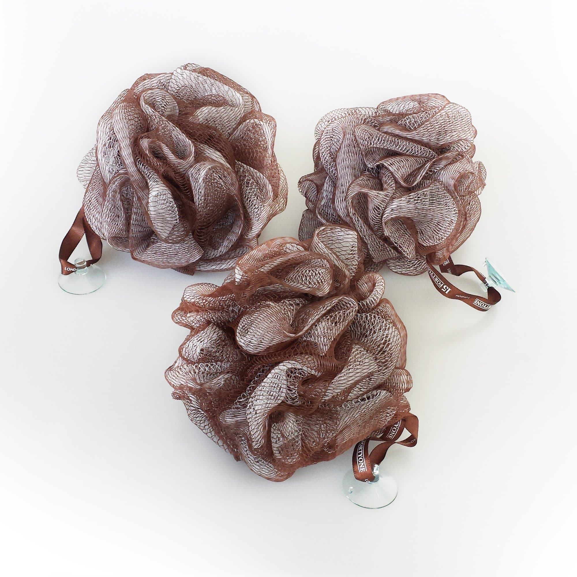 1541 London Exfoliating Bath & Shower Body Puff/Scrunchie/Buffer (Mocha Brown) 3 Pack