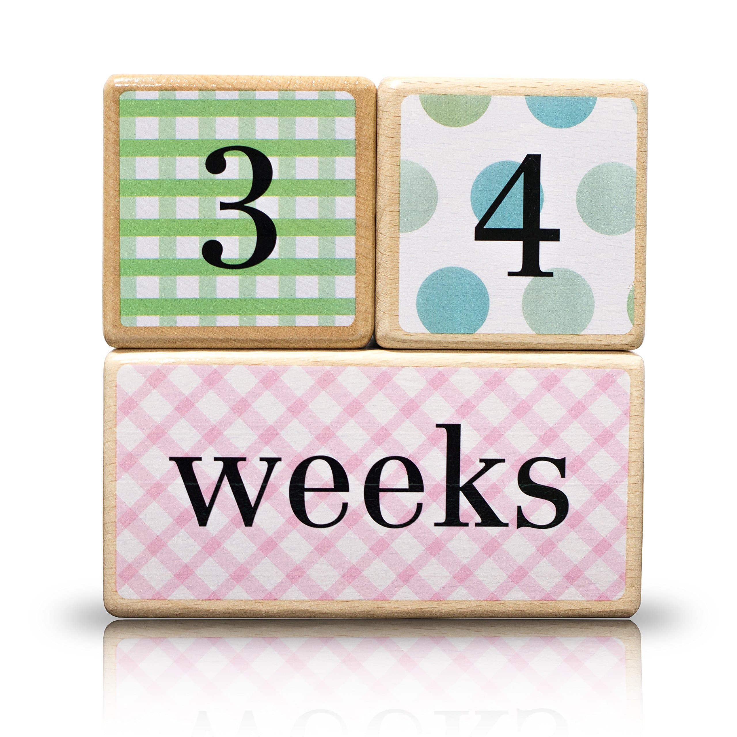 Natural Solid Wood Milestone Age Blocks (Multi-Color), Baby Age Photo Blocks