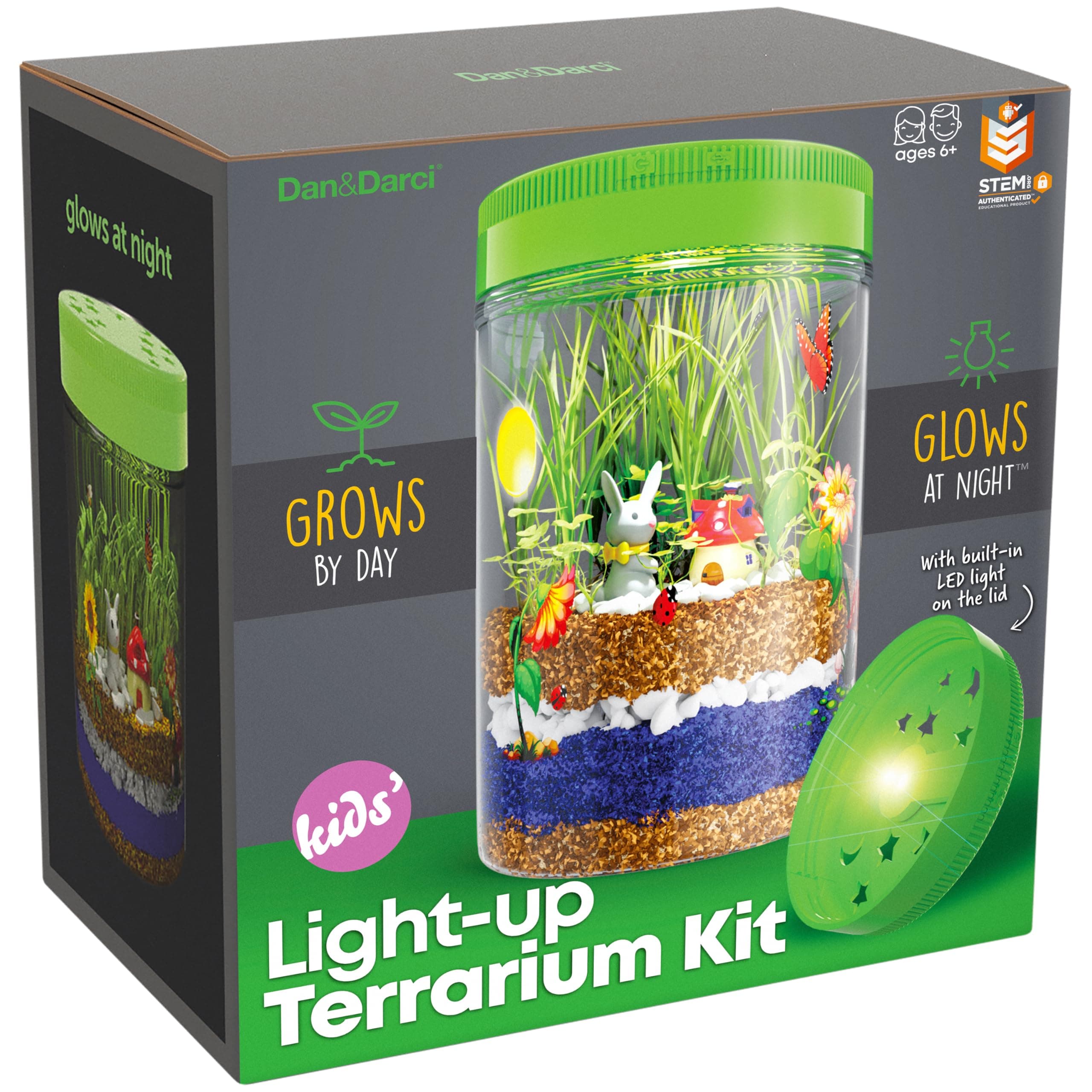 Dan&Darci Light-Up Terrarium Kit for Kids - STEM Science Kit - Educational DIY Toy for Boys & Girls - Birthday Gift - Craft Project Idea for Ages 6 7 8 9 10 11 12 Year Old - Craft for Boys