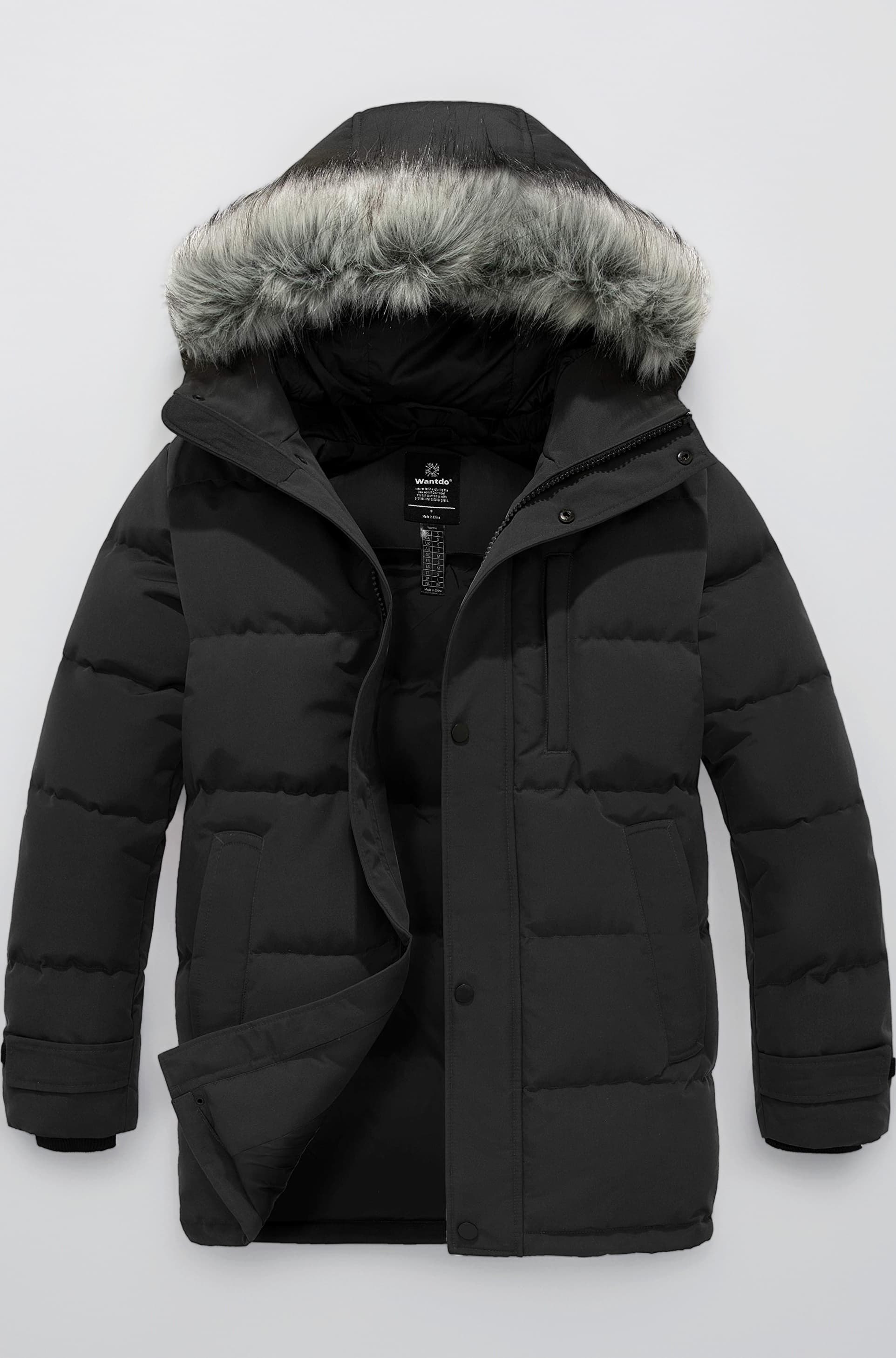 Wantdo Men's Down Jacket Winter Thicken Coat Warm Puffer Jacket Snow Coat with Fur Hood