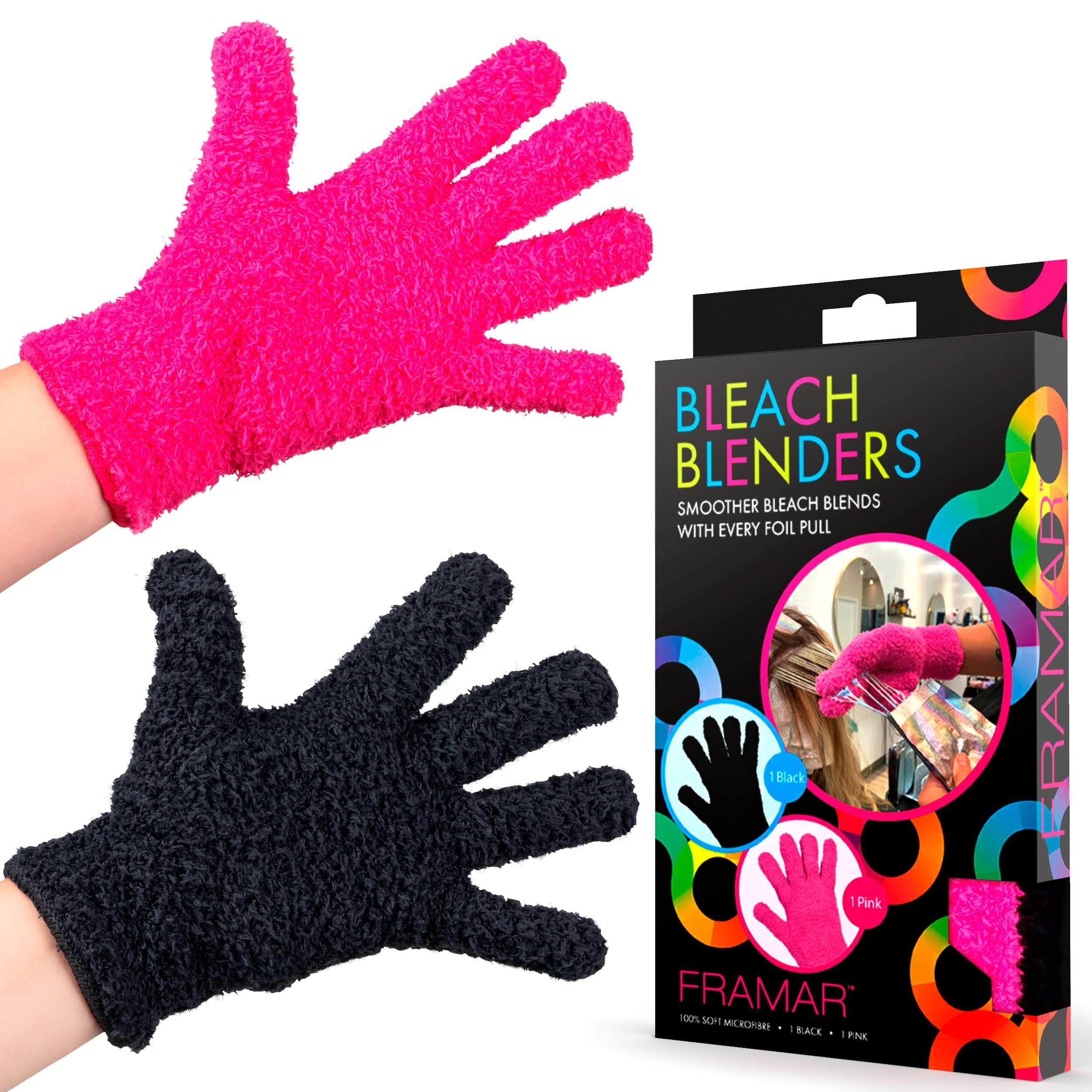 Bleach Blender Microfiber Gloves – Hair Dye Gloves, Pink Gloves For Hair Salon Supplies, Fuzzy Gloves, Reusable Gloves For Cleaning, Microfiber Mitt For Hairstylist Supplies, Hair Color Gloves