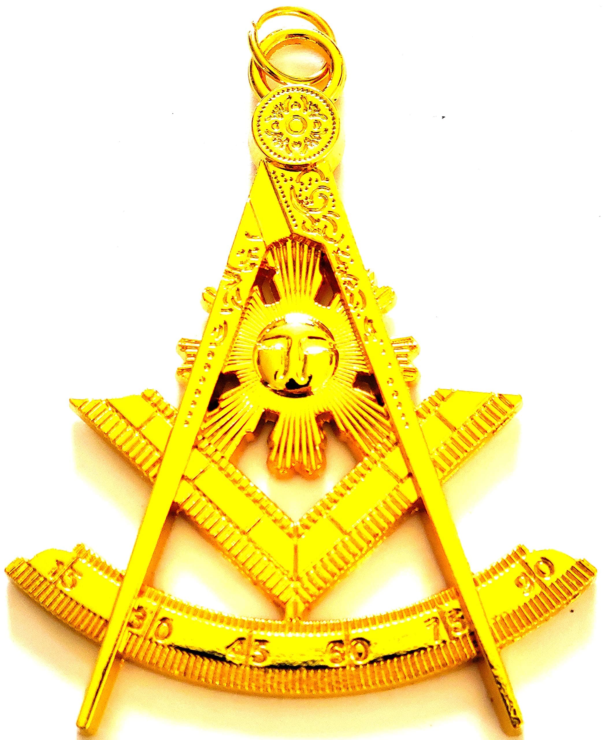 Past Master MASON Masonic Collar Jewel SQUARE & COMPASS GOLD PLATED
