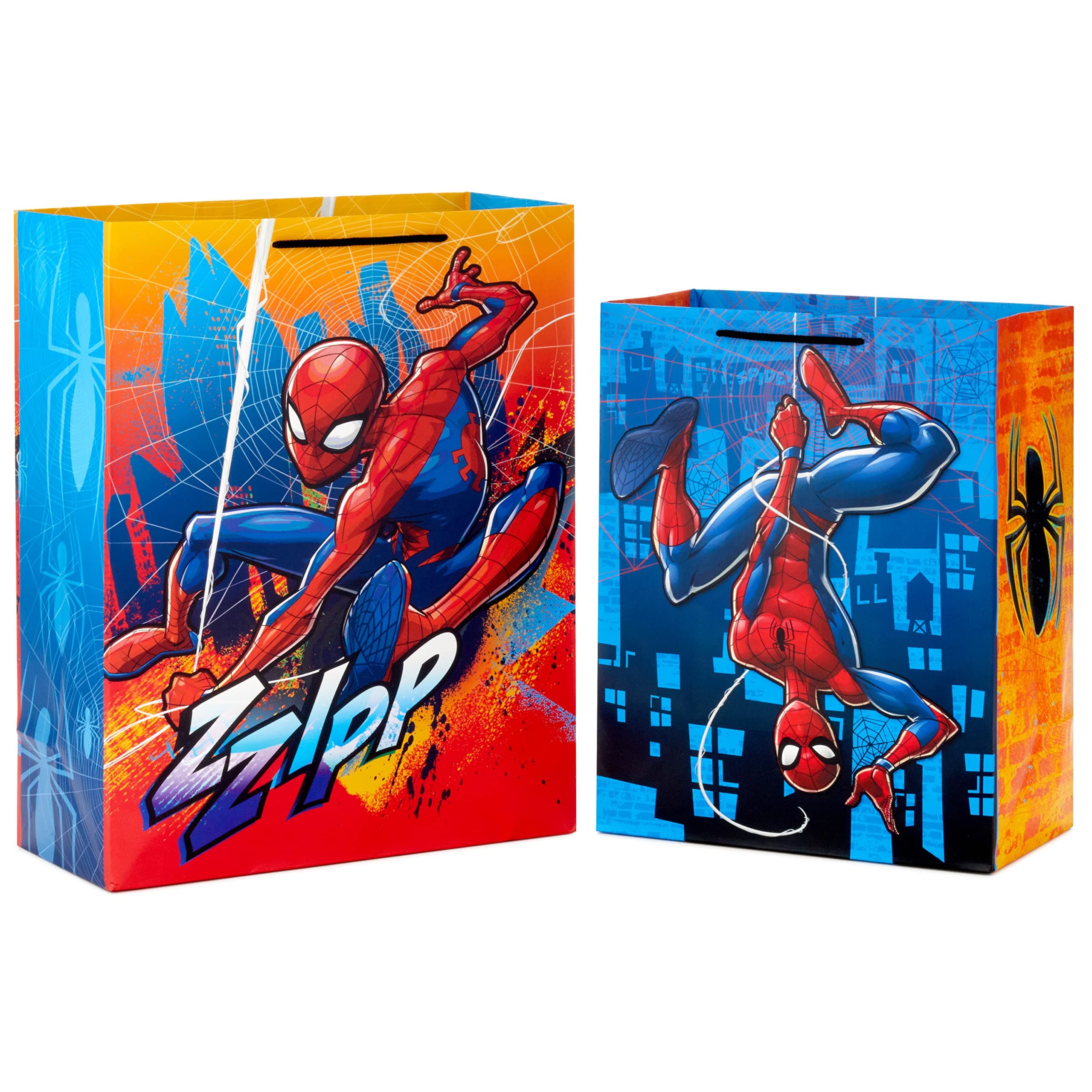 Marvel Spider-Man Gift Bags (2 Bags: 1 Large 13", 1 Extra Large 15") for Birthdays, Halloween, Christmas, Kids Parties