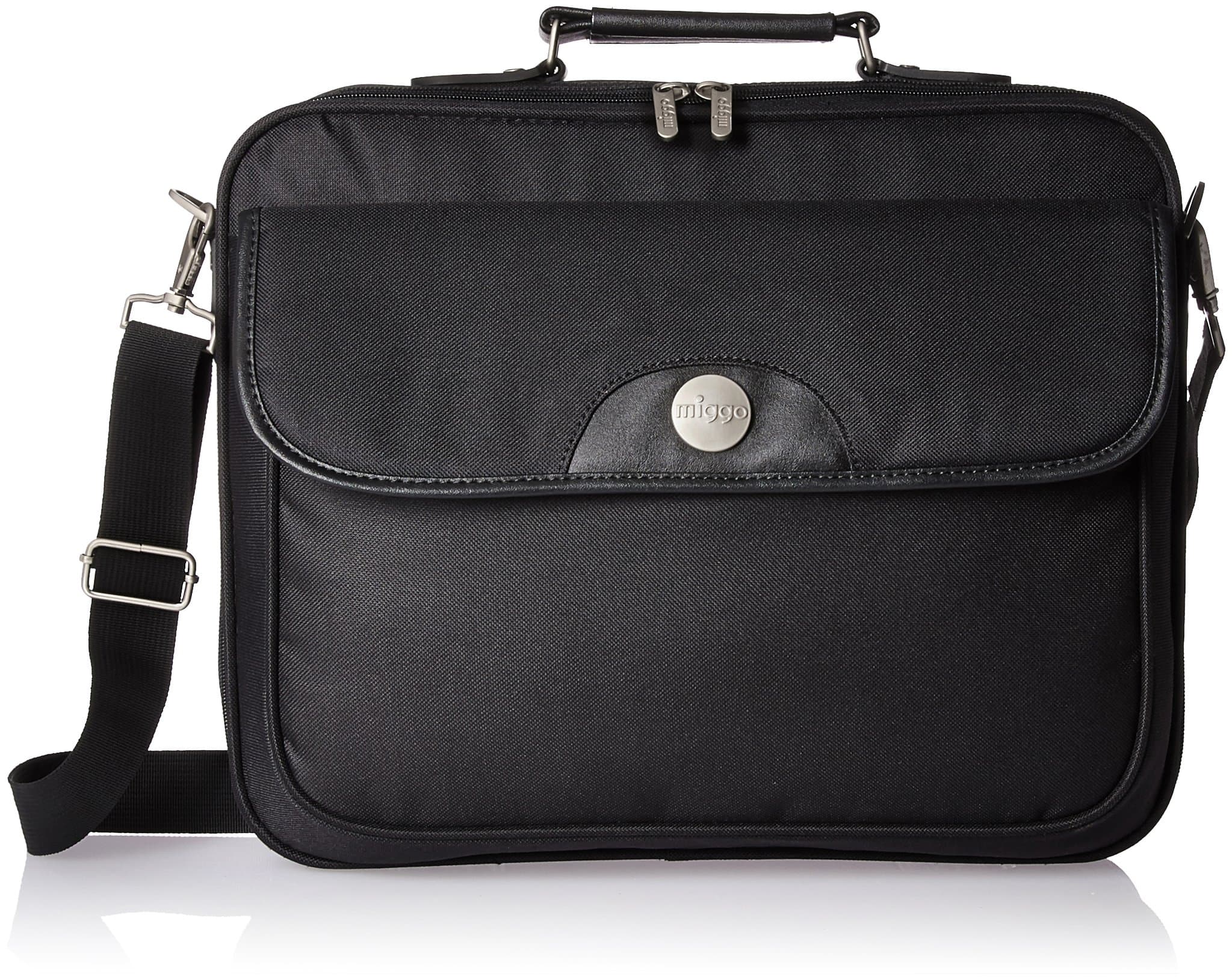 Miggo Style Brickell Expert Briefcase, Polyester, Black, Fits up to 16-inch Laptop