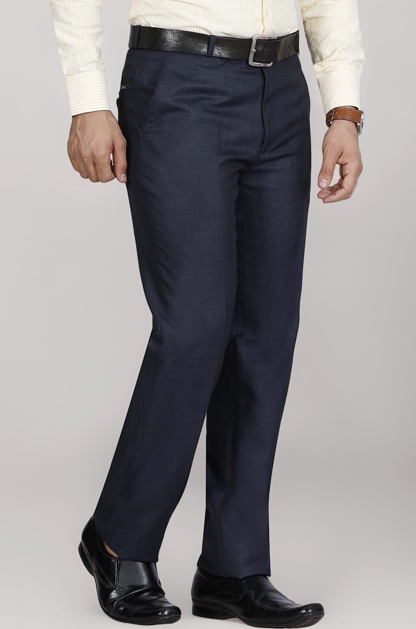 McHenry Men's Solid Formal Regular Fit Stretchable Wrinkle Free PolyViscose Trousers