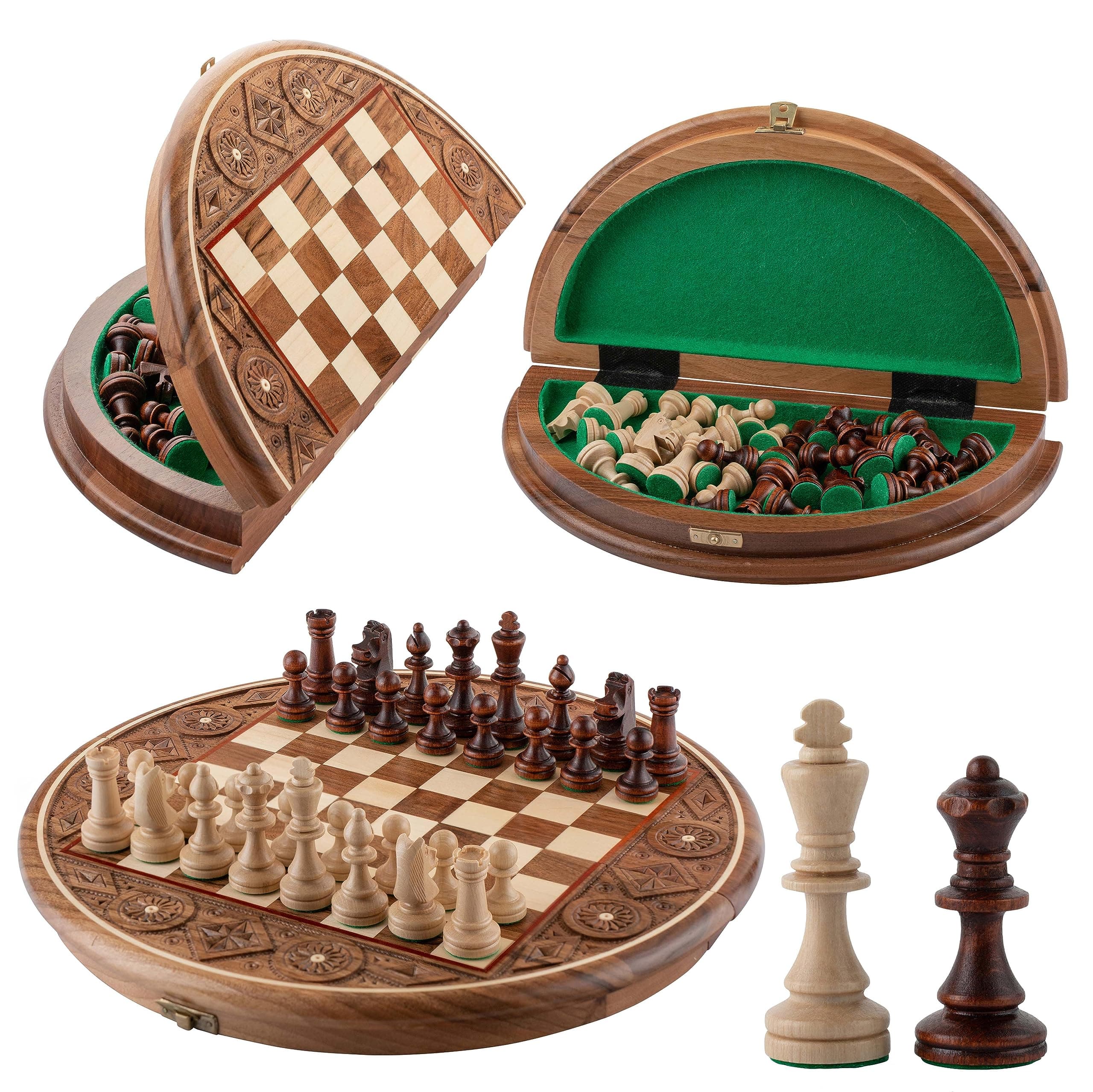Master of Chess Wooden Chess Set with Pieces “RUBY” 35 cm / 14 in - Handcrafted Portable Chess Board Game for Adults and Kids