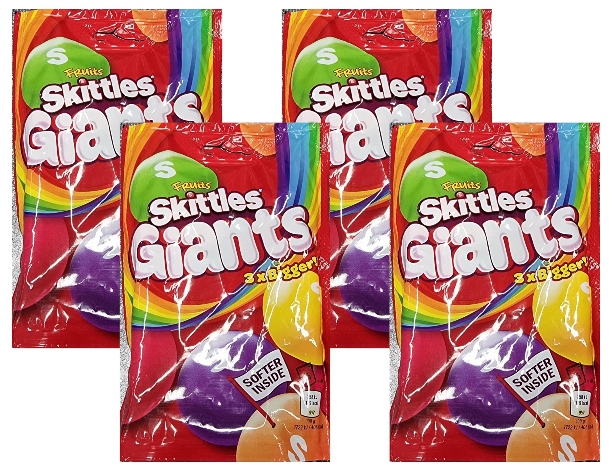 Skittles Vegan Sweets, Giants Fruit Sweets Bag 132g (Pack of 4)
