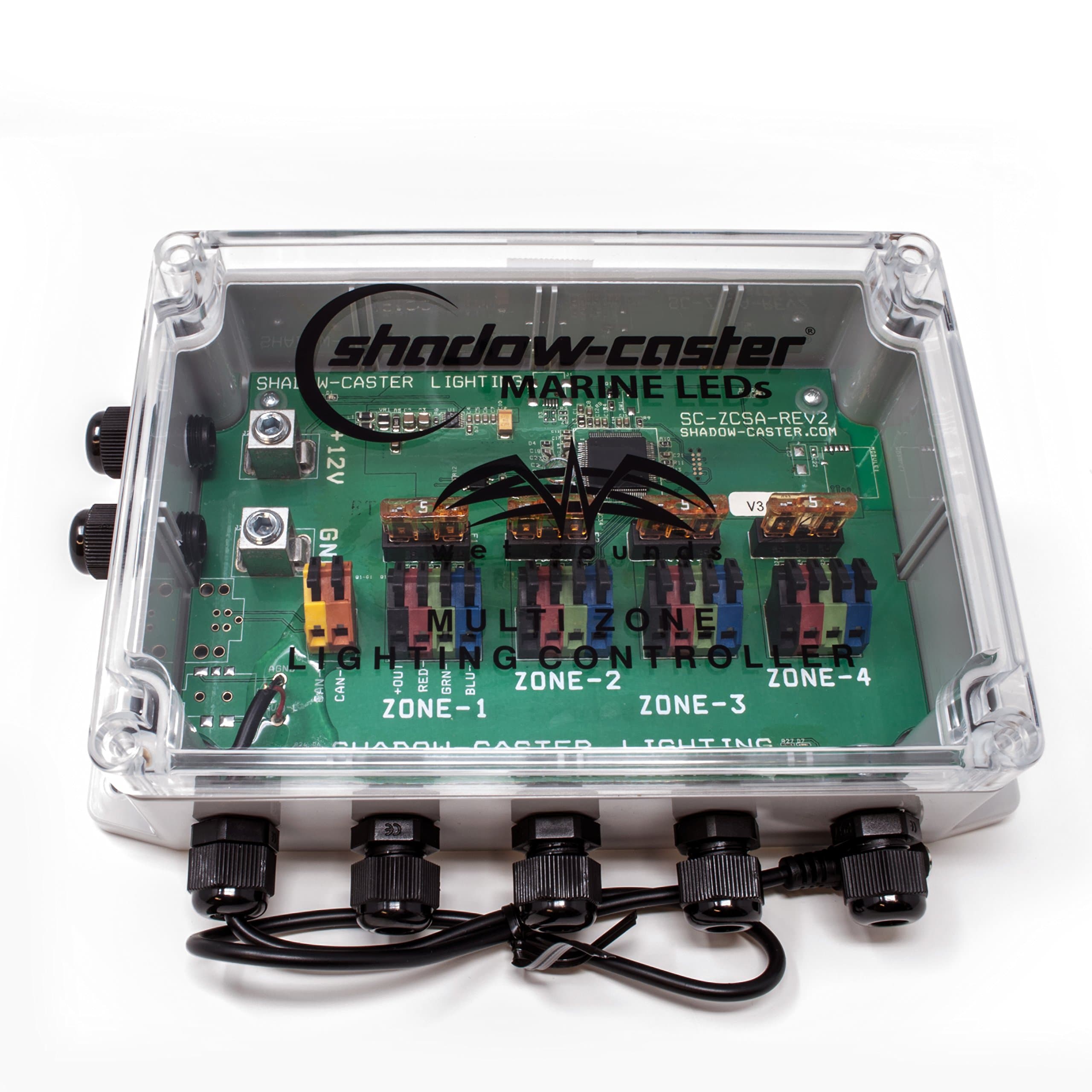 wet sounds/Shadow Caster Multi-Zone Black Box RGB Lighting Distribution case