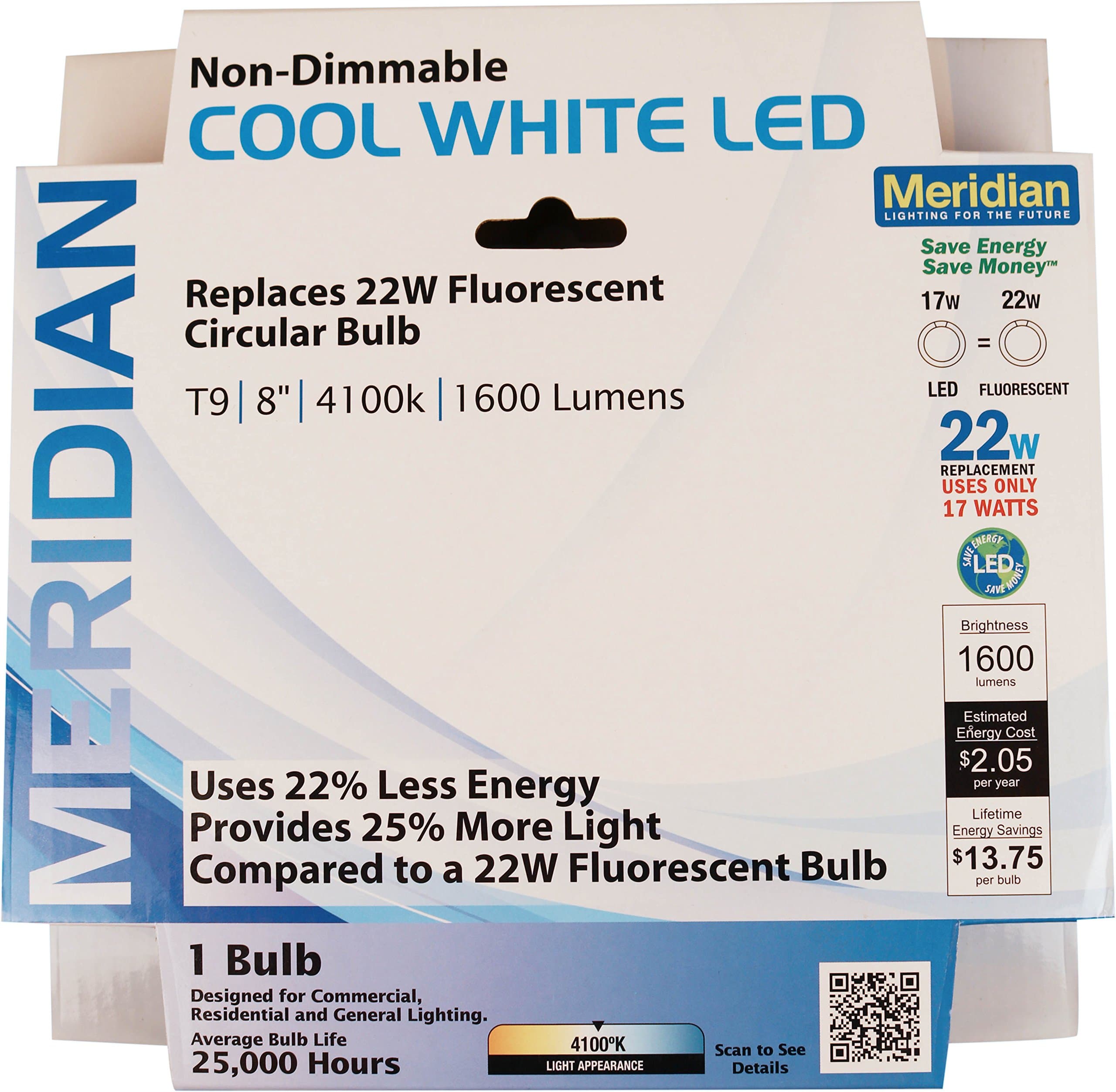 Meridian Electric 13144 8" Click Image for a Larger View. Hover to Zoom in. Meridian 22W eq LED Circline Bulb