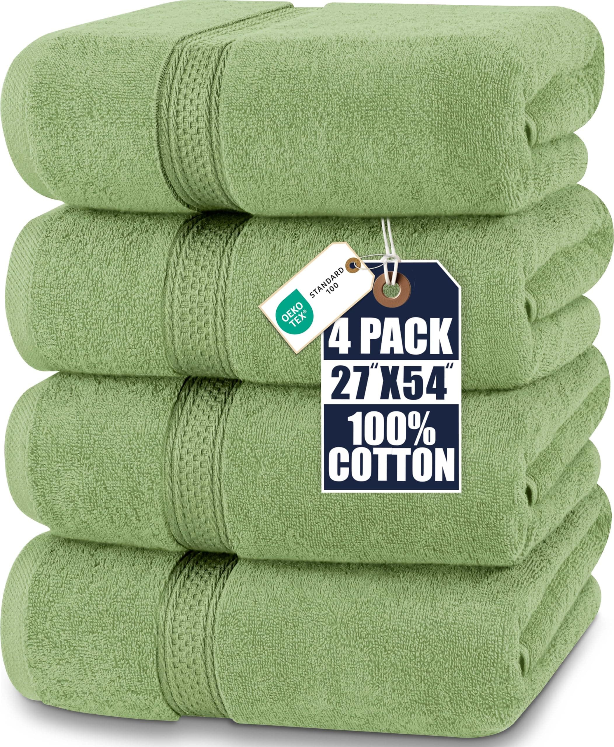 Utopia Towels 4 Pack Premium Bath Towels Set, (27 x 54 Inches) 100% Ring Spun Cotton 600GSM, Lightweight and Highly Absorbent Quick Drying Towels, Perfect for Daily Use (Sage Green)