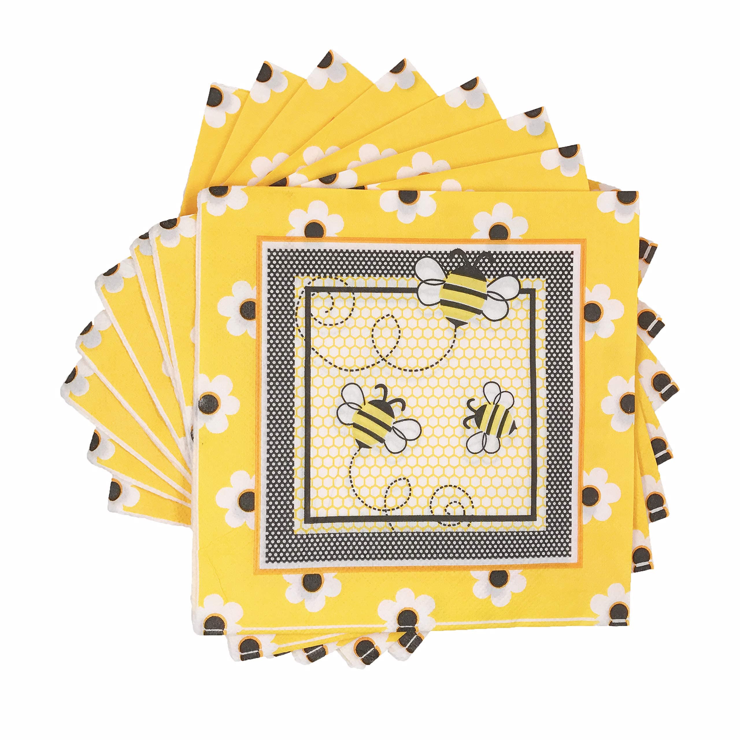 WallyE Bumble Bee Napkins, for What Will It Bee Gender Reaveal, Baby Shower, Honey Bee Themed Birthday Party, 40 Pack