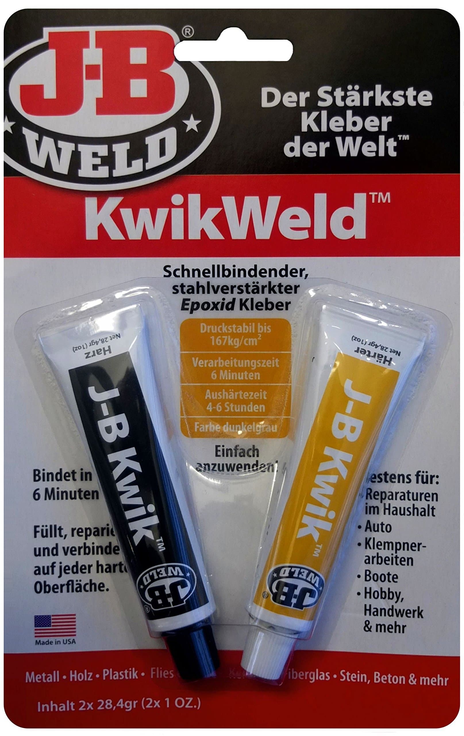 JB Kwik Schnellbindender Steel 2 Component Epoxy Adhesive Glue in 6 Minutes, 8276 DEU