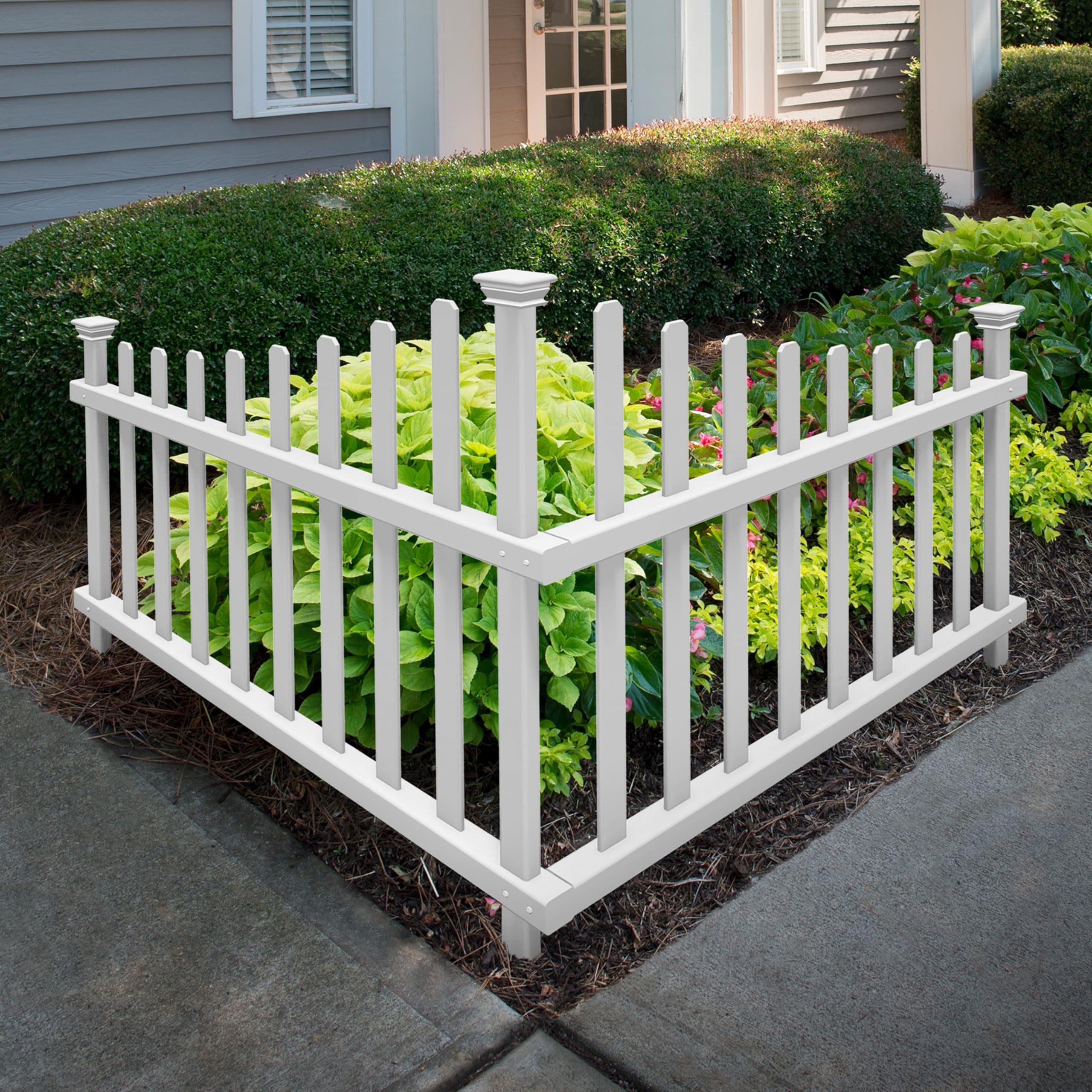30in H x 40in W (2 Panels) No Dig Zippity Ashley Corner Vinyl Picket Fence, Garden Fence Border, Decorative Fence For Garden, White Vinyl Panels for Backyard, Patio & Yard, ZP19007